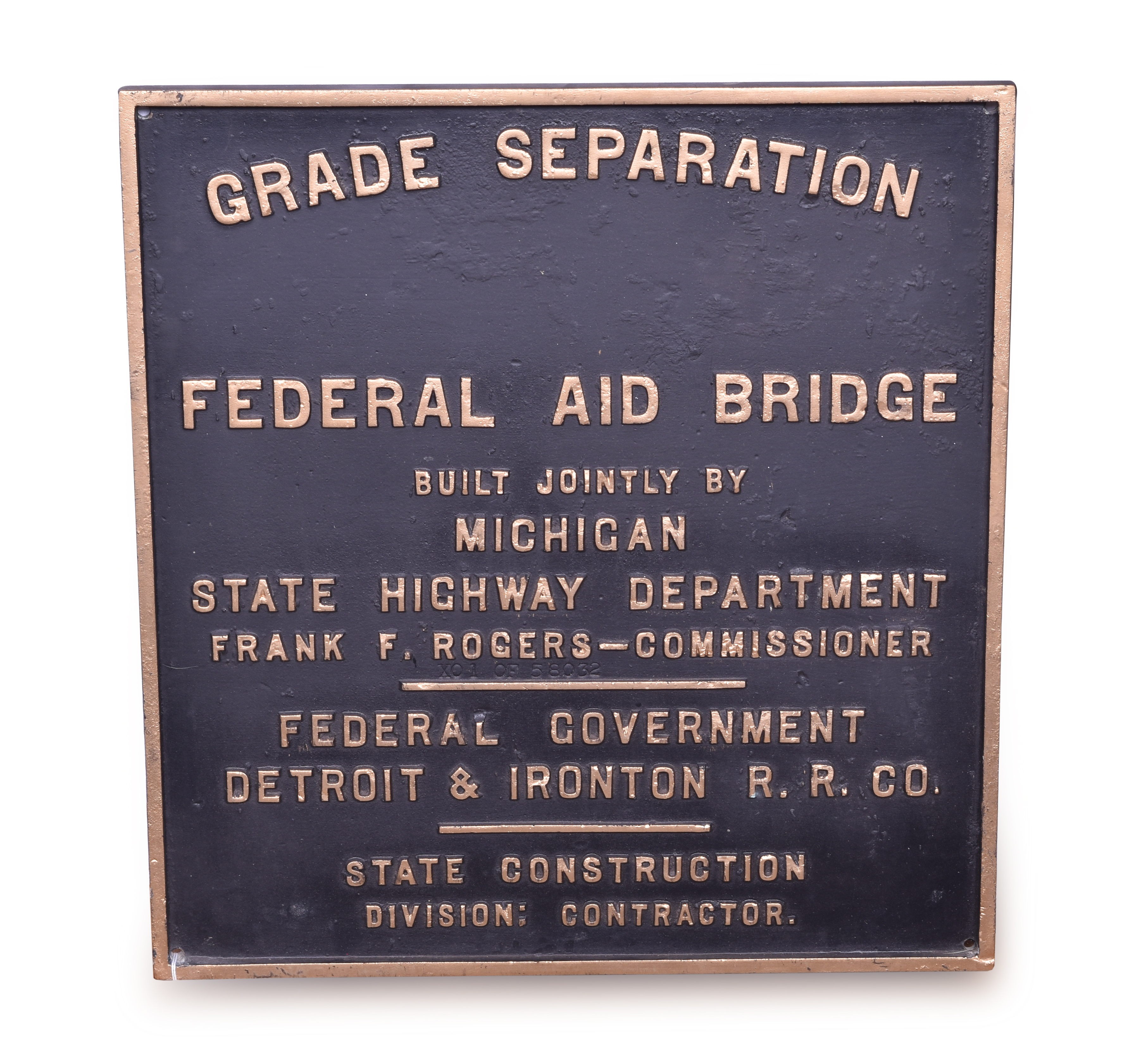 378 - Detroit and Ironton Railroad Cast Iron Grade Separation Plate thumbnail