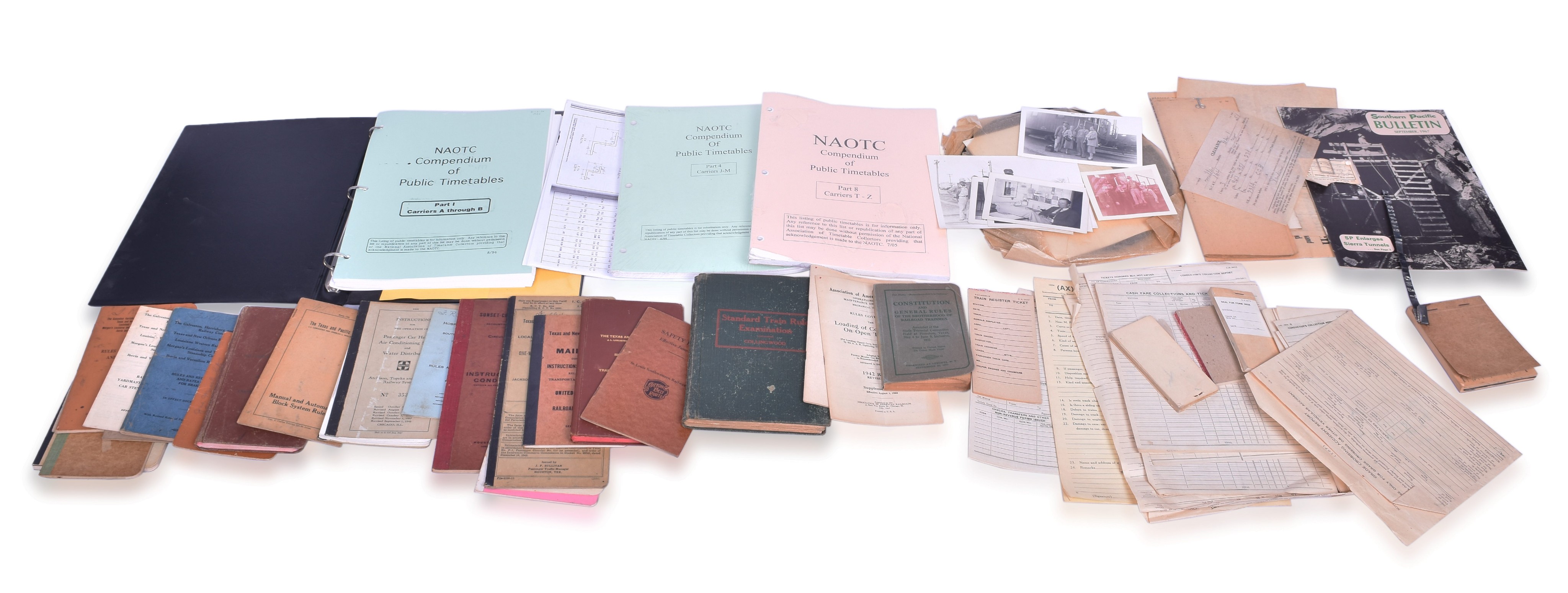 383 - Railroad Rule Books, Agreements, Station Paper, Records, etc. - Sunset Central Lines, Galveston, Harrisburg and San Antonio, Cotton Belt, Texas and New Orleans, etc. thumbnail