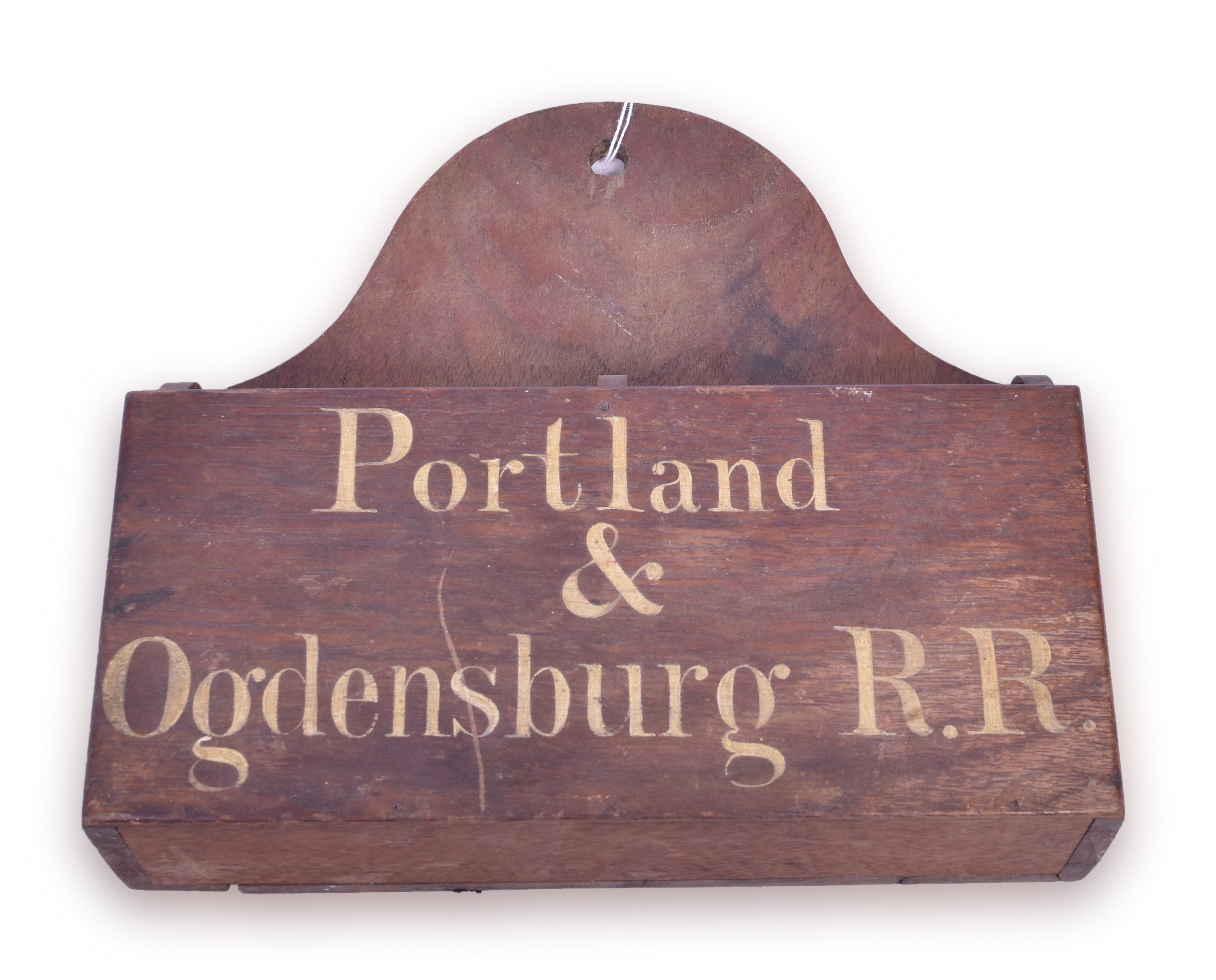 412 - Wooden Portland & Ogdensburg Railroad Timetable Holder thumbnail