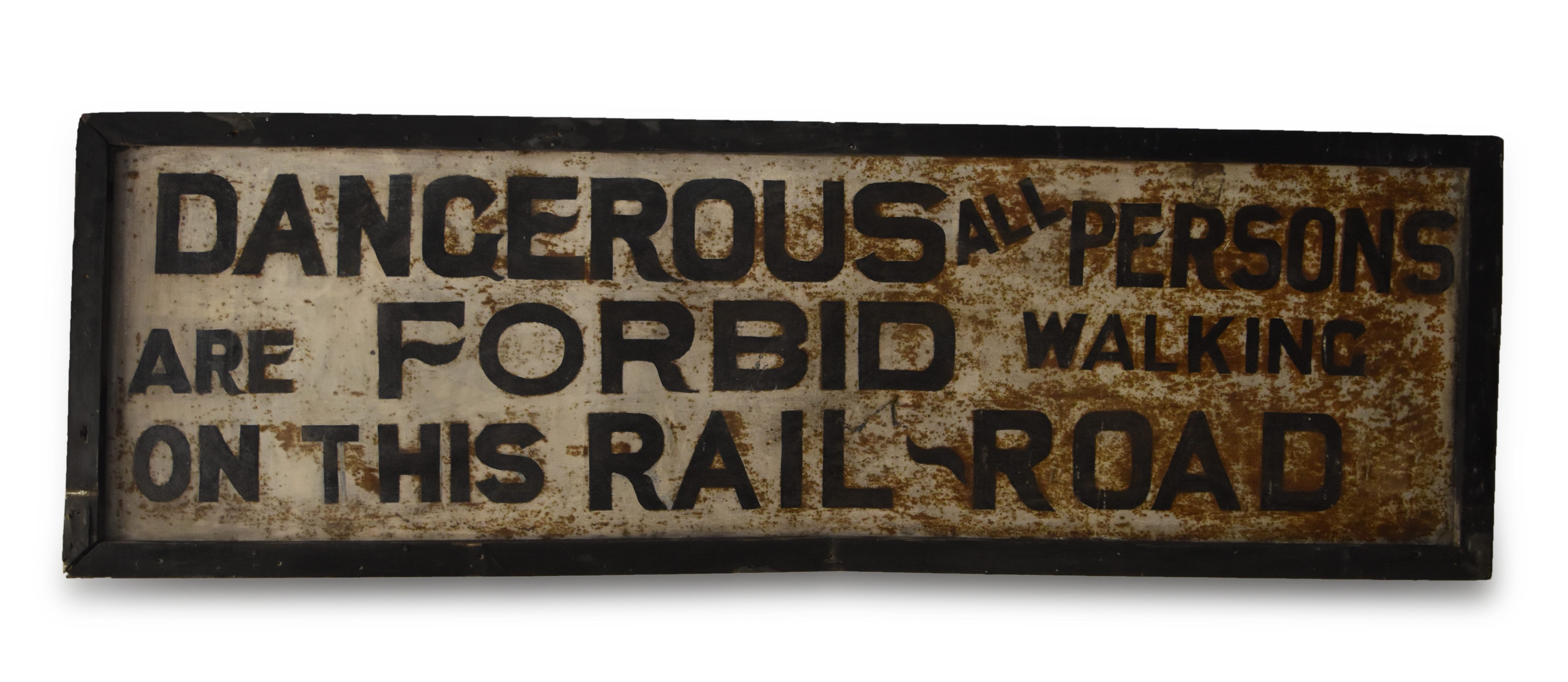 442 - Large Railroad Danger Sign - Painted Steel w/ Wood Trim thumbnail