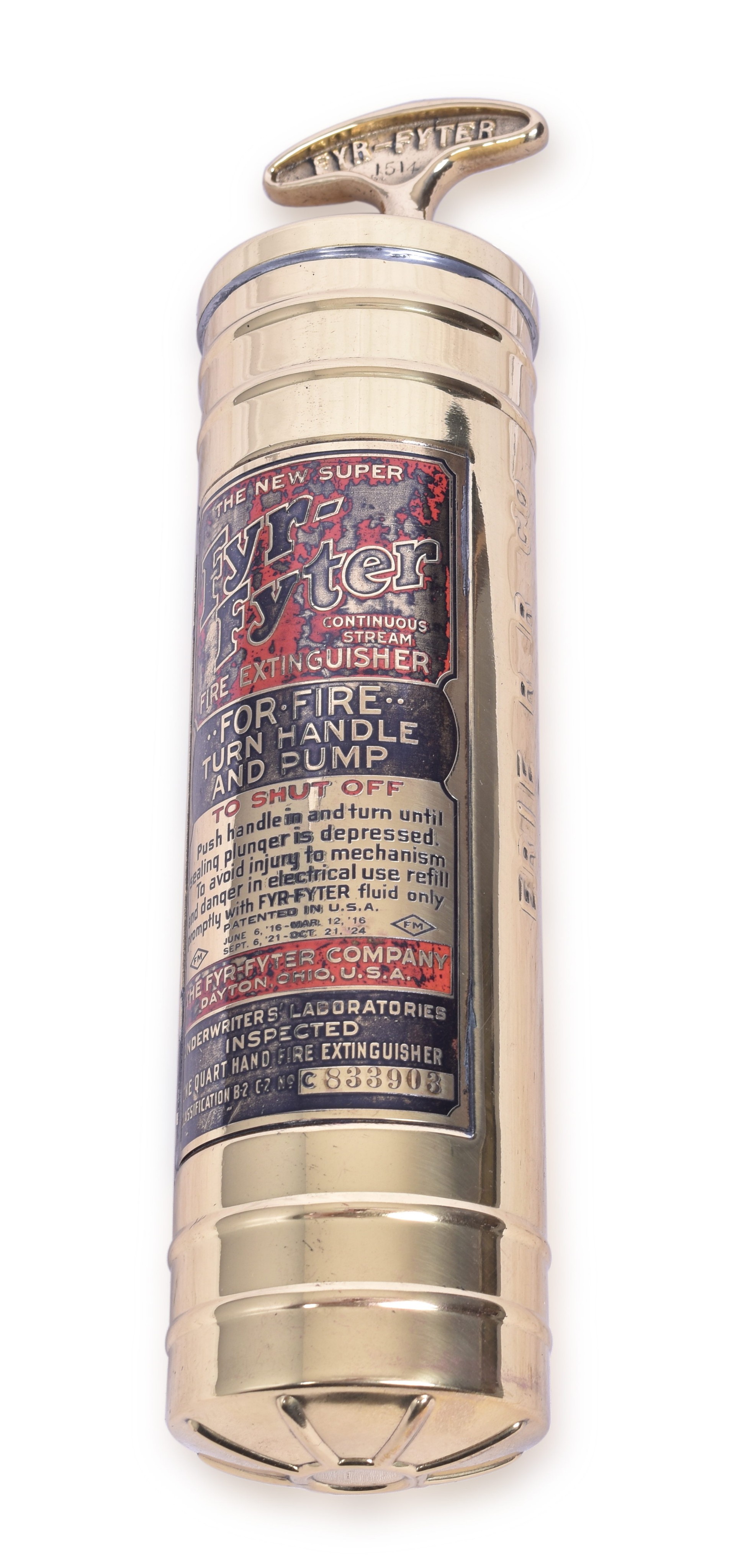 450 - Erie Railroad Brass Fyr-Fighter Fire Extinguisher thumbnail