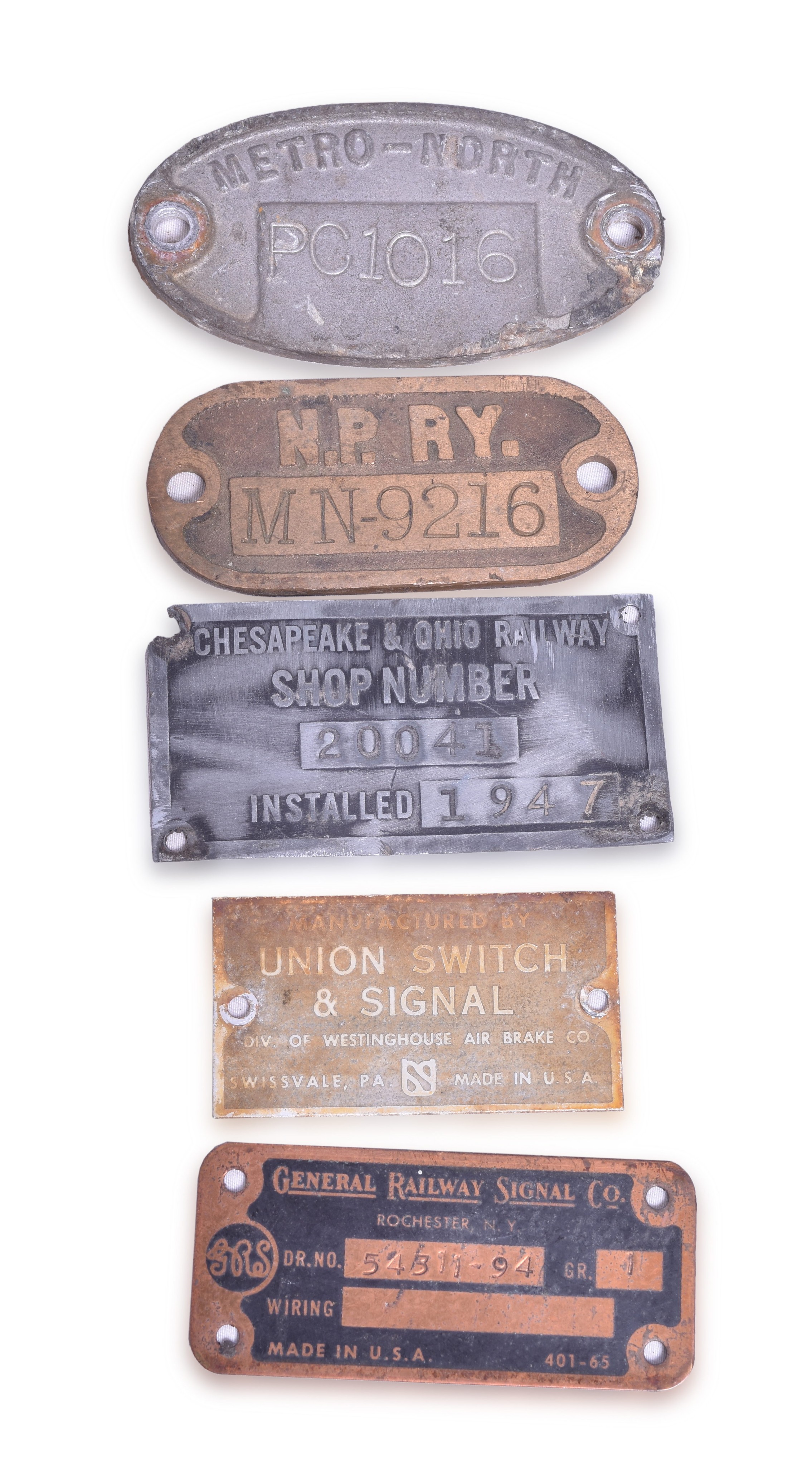 469 - Railroad Shop and Signal Plate Group - Northern Pacific, C&O, Metro-North, Union Switch and Signal, etc. thumbnail