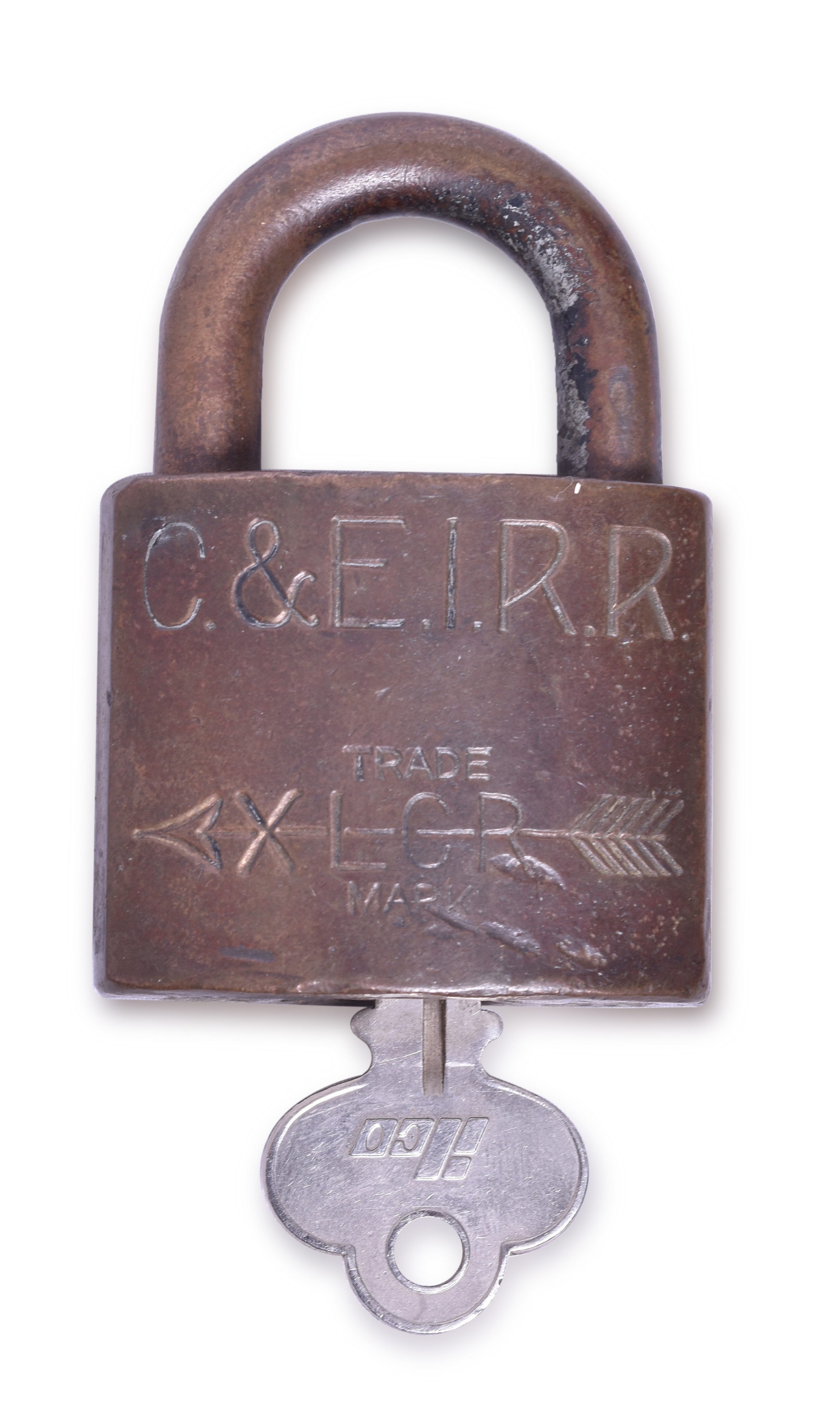 470 - Brass Chicago & Eastern Illinois XLCR Padlock thumbnail