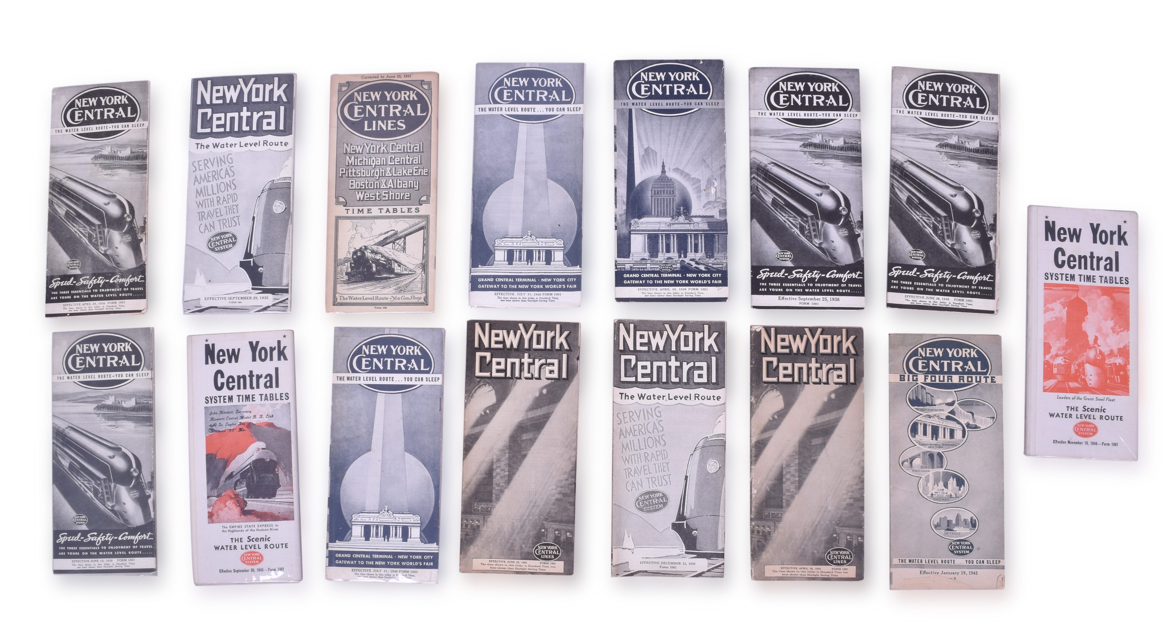 1000 - Fourteen New York Central Public Timetables 1933-1946 thumbnail