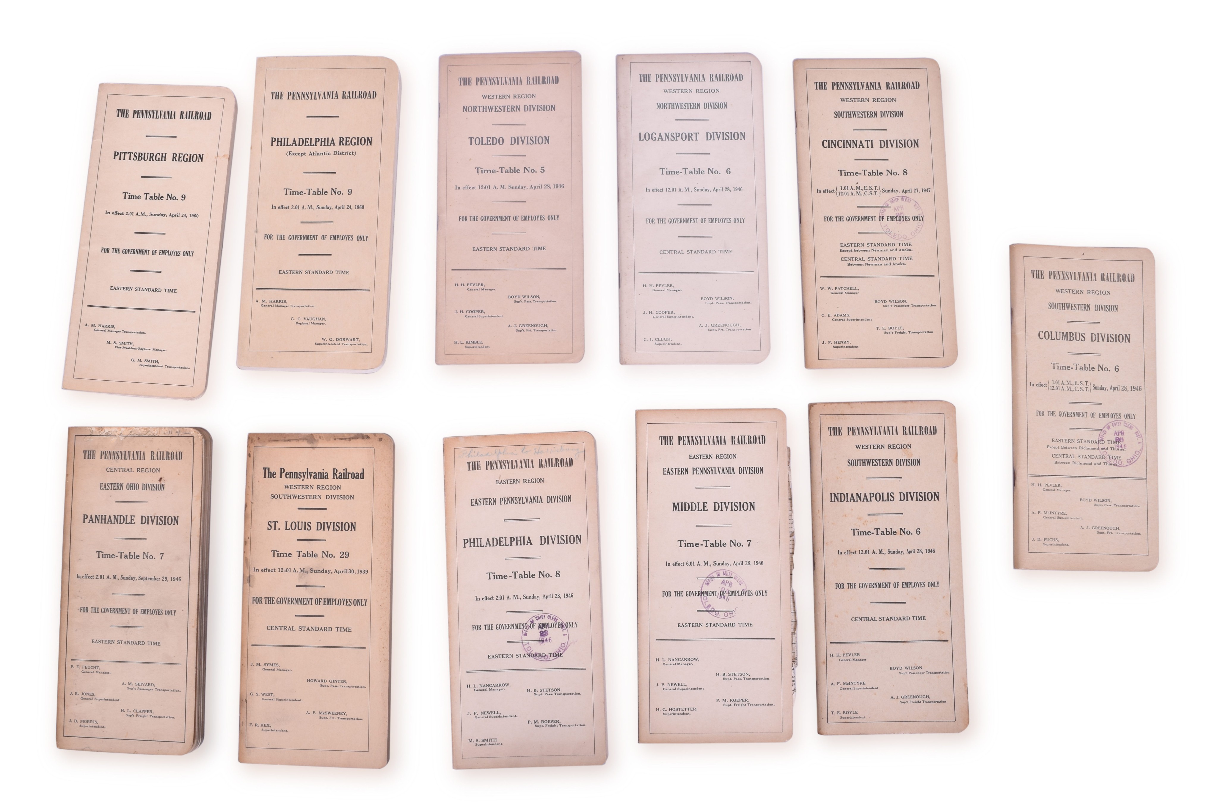1002 - Ten Pennsylvania Railroad Employee Timetables 1946 and 1960 thumbnail