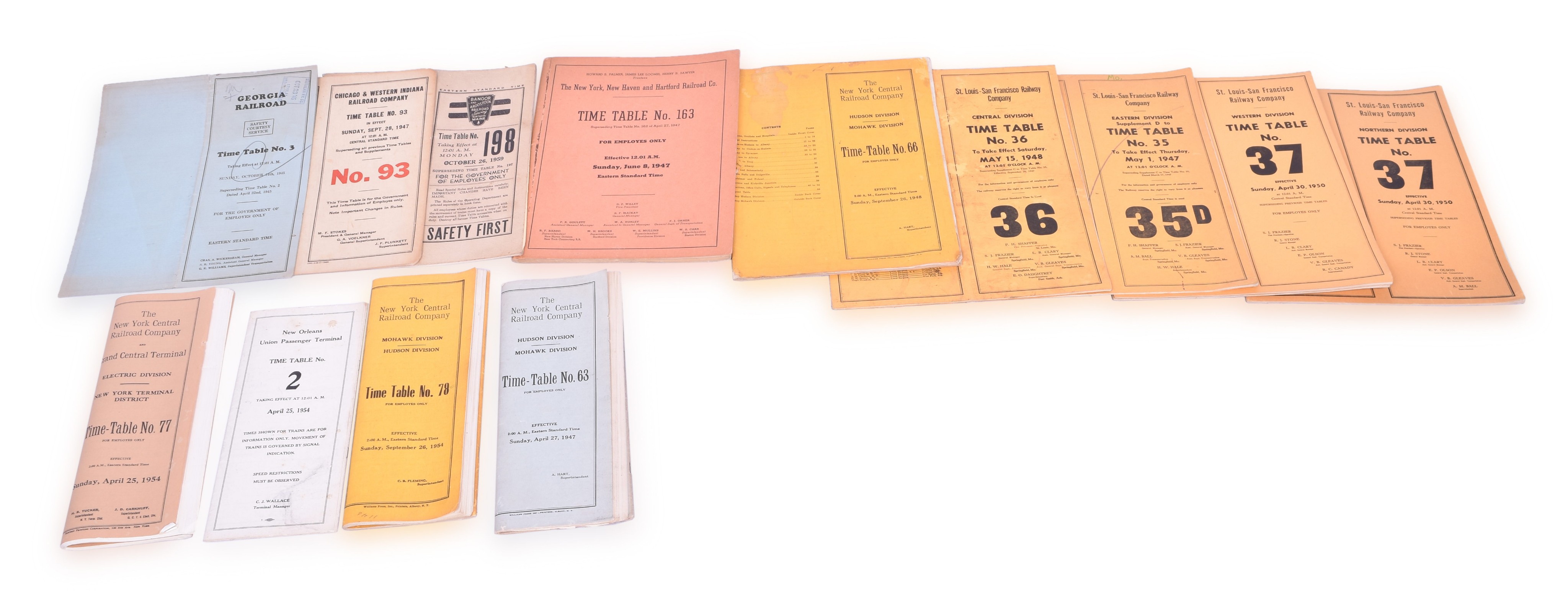 1010 - Fourteen Railroad Employee Timetables - New York Central, Georgia Railroad, Chicago & Western Indiana, New Haven, Frisco thumbnail