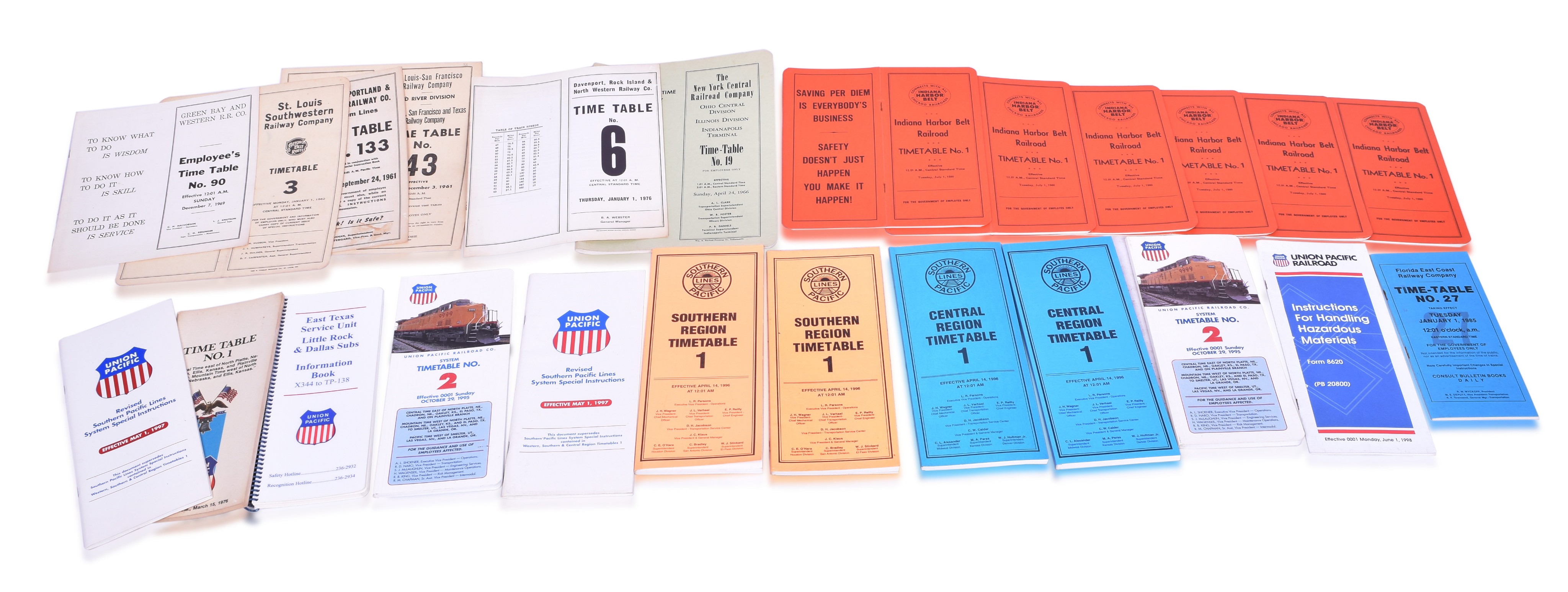 1012 - 24 Railroad Employee Timetables - Indiana Harbor Belt, Union Pacific, Southern Pacific, Spokane Portland and Seattle, New York Central, etc thumbnail