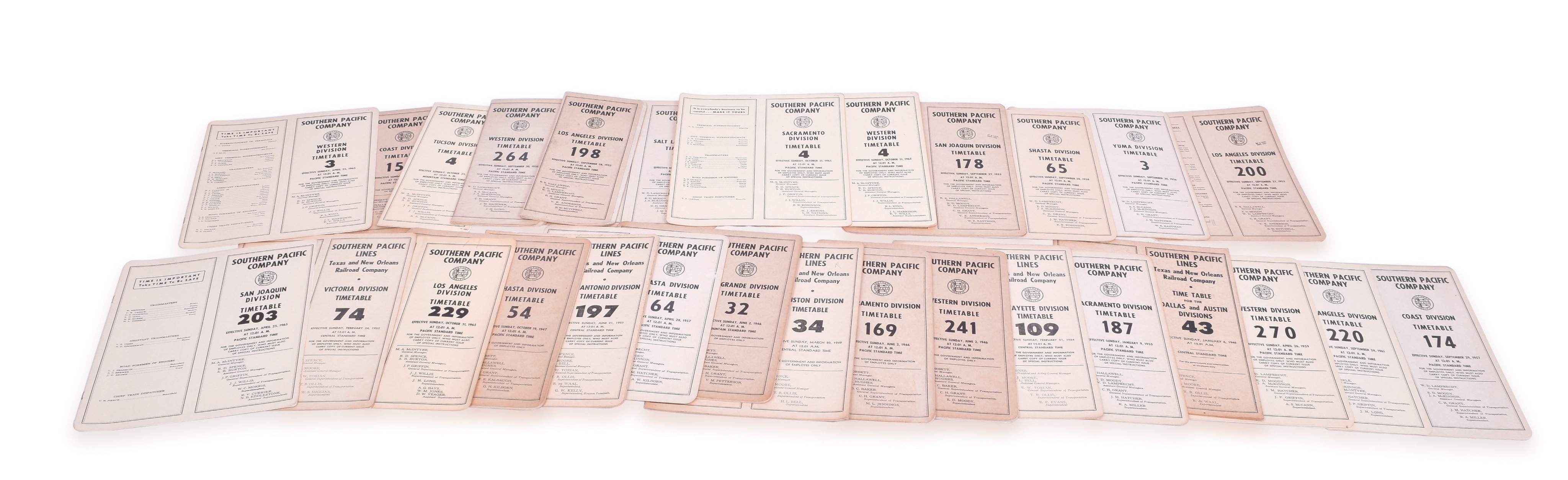 1021 - Twenty eight Southern Pacific Railroad Employee Timetables - 1946-1965 thumbnail