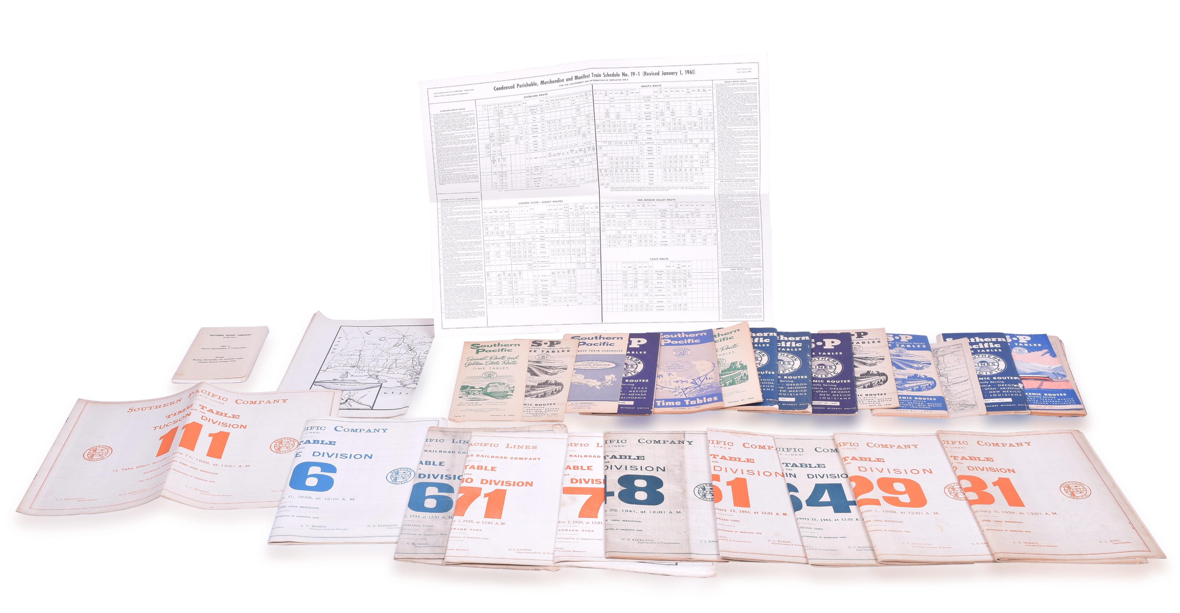 1023 - Eleven Southern Pacific Color Cover Employee Timetables thumbnail