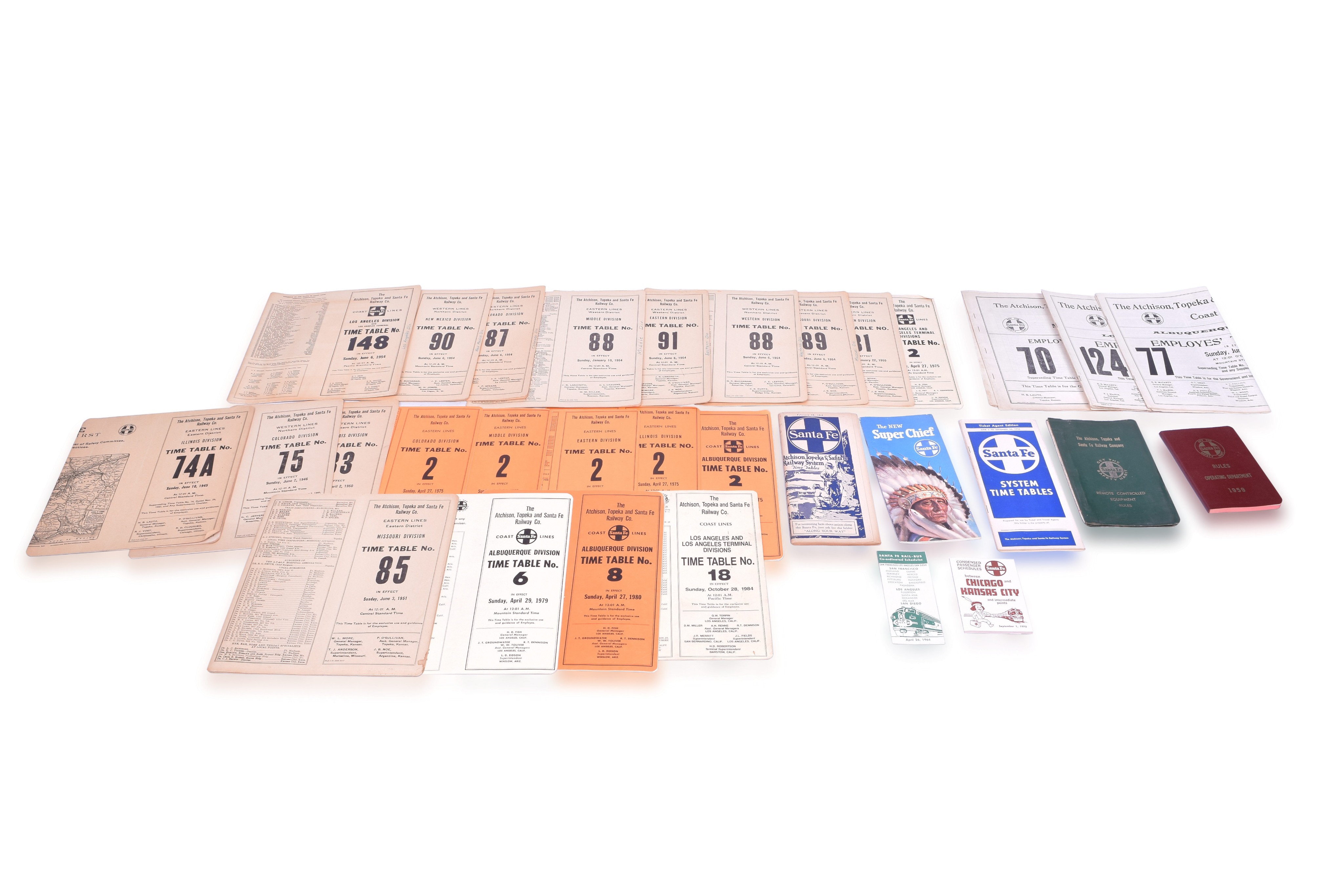 1025 - 25 Santa Fe Employee Timetables 1940-1984 thumbnail