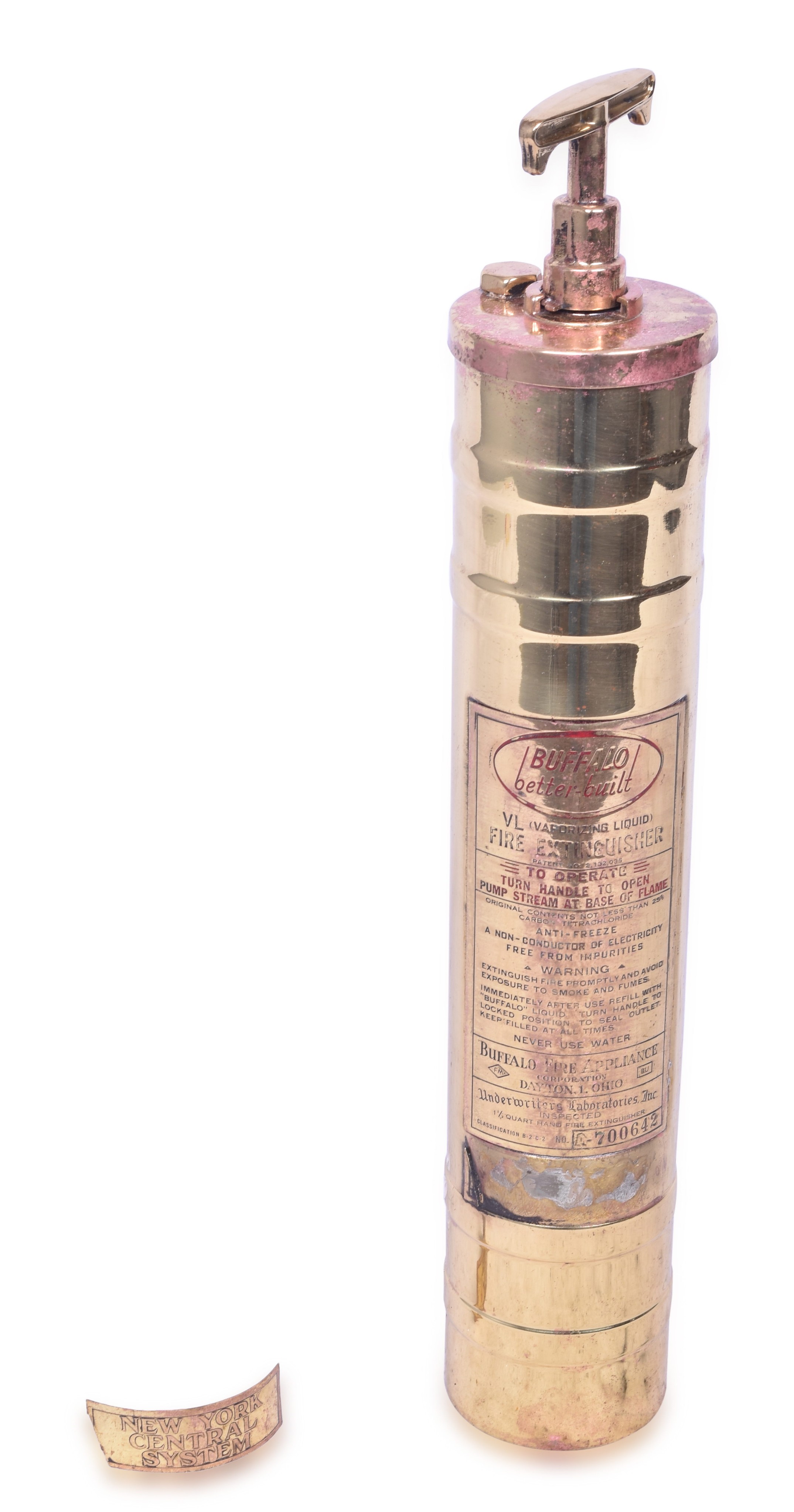 1040 - Buffalo Fire Appliance New York Central System Railroad Fire Extinguisher thumbnail