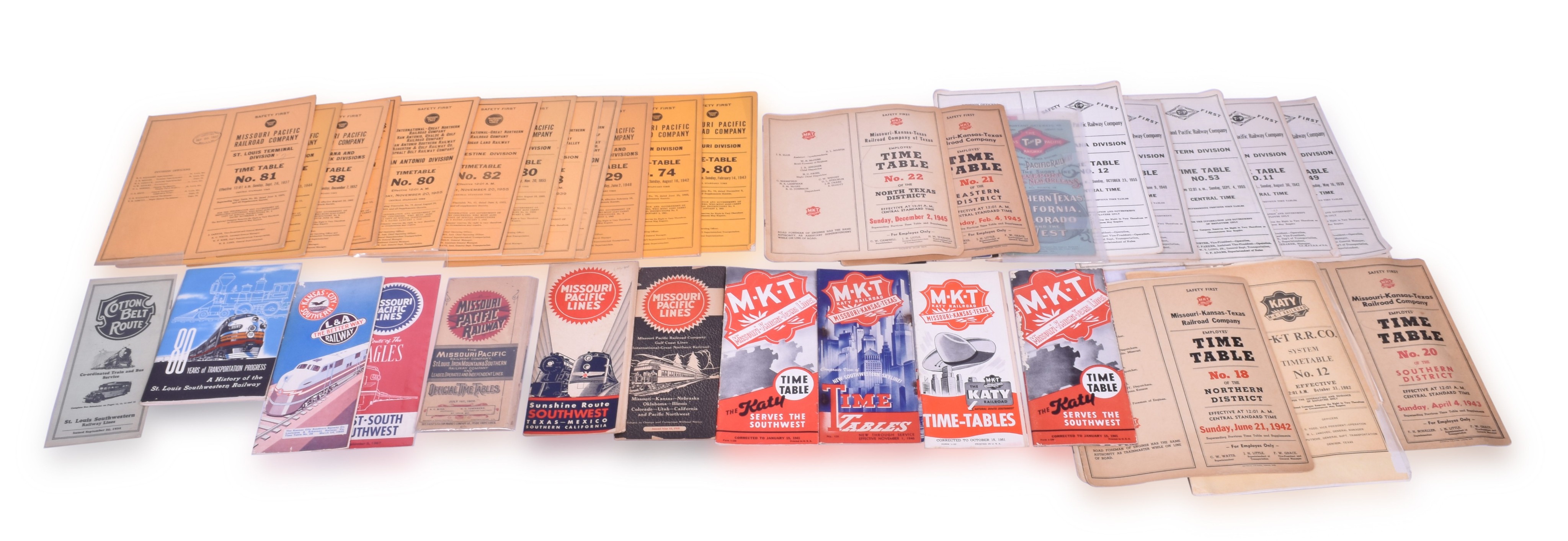 1041 - 40+ Texas and Pacific, MKT, and Missouri Pacific Railroad Public and Employee Timetables thumbnail