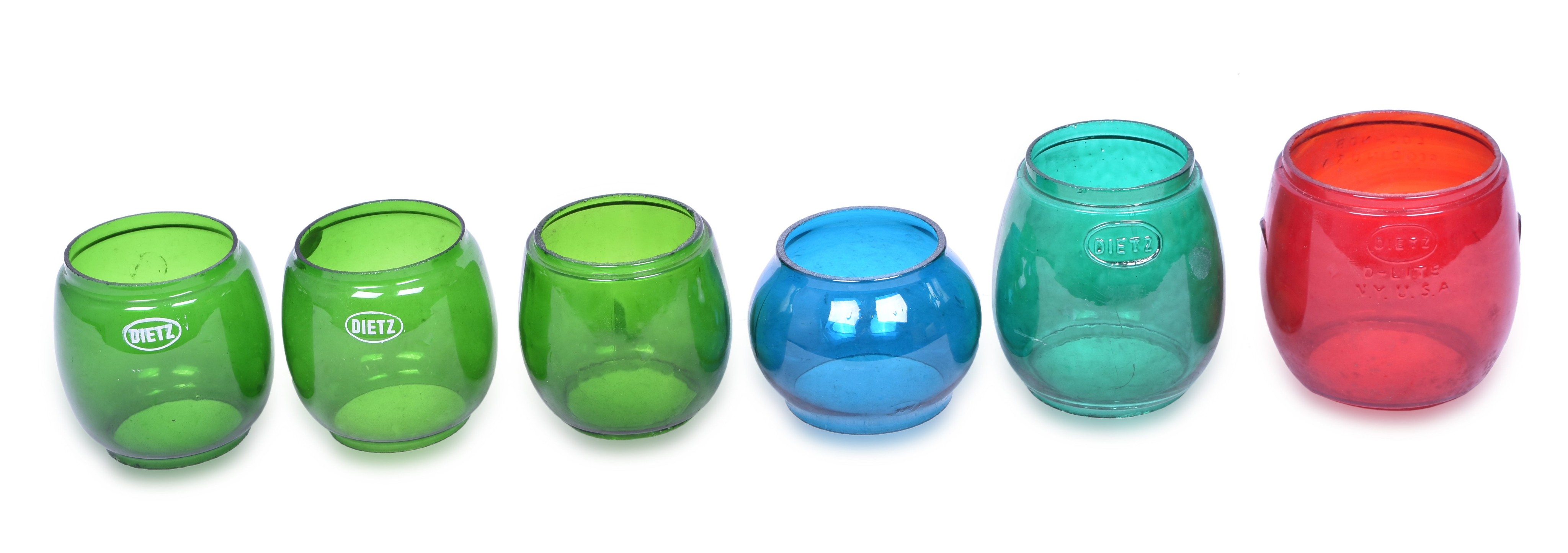 1044 - Six Colored Lantern Globes - Red and Green - Dietz, CNX thumbnail