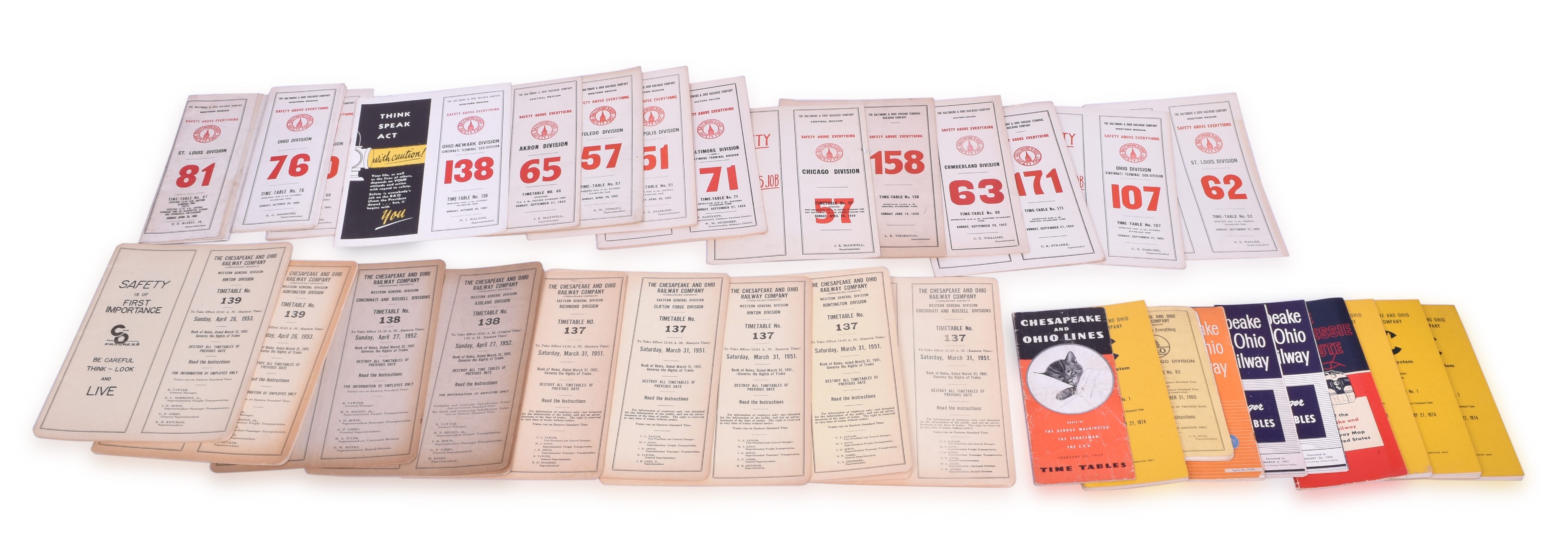 1045 - 32 Chesapeake and Ohio and Baltimore and Ohio Railroad Employee and Public Timetables thumbnail