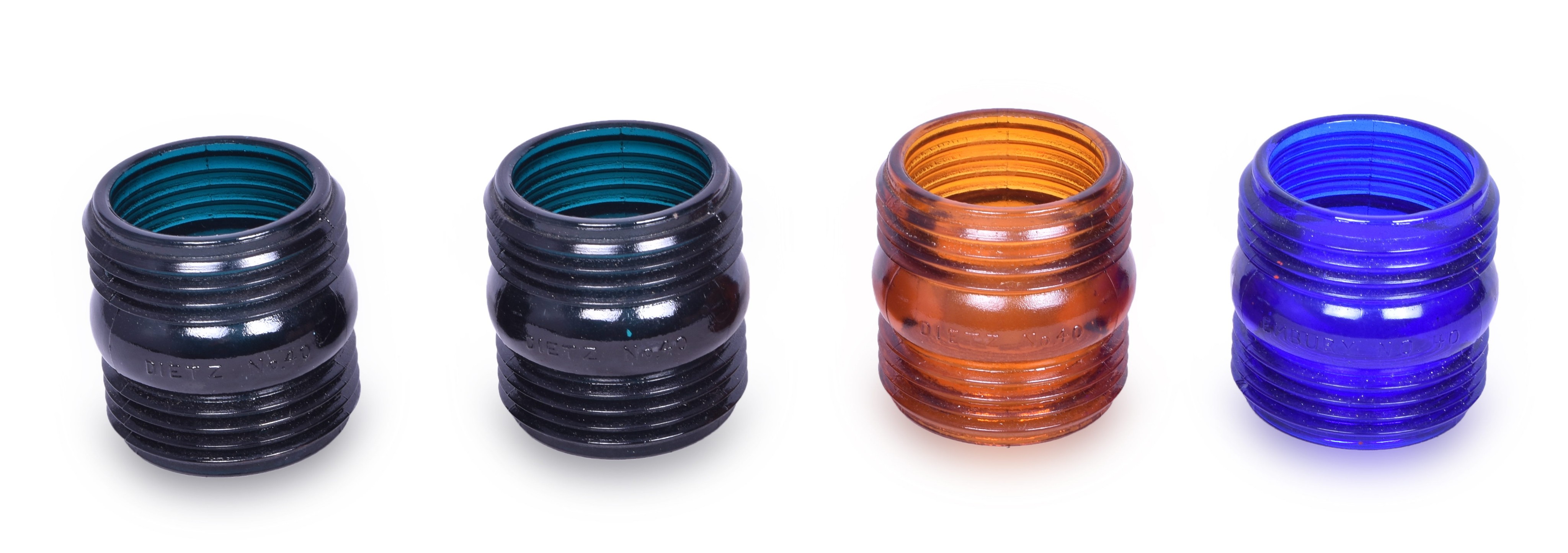 1054 - Four Dietz and Embury No. 40 Fresnel Colored Lantern Globes thumbnail