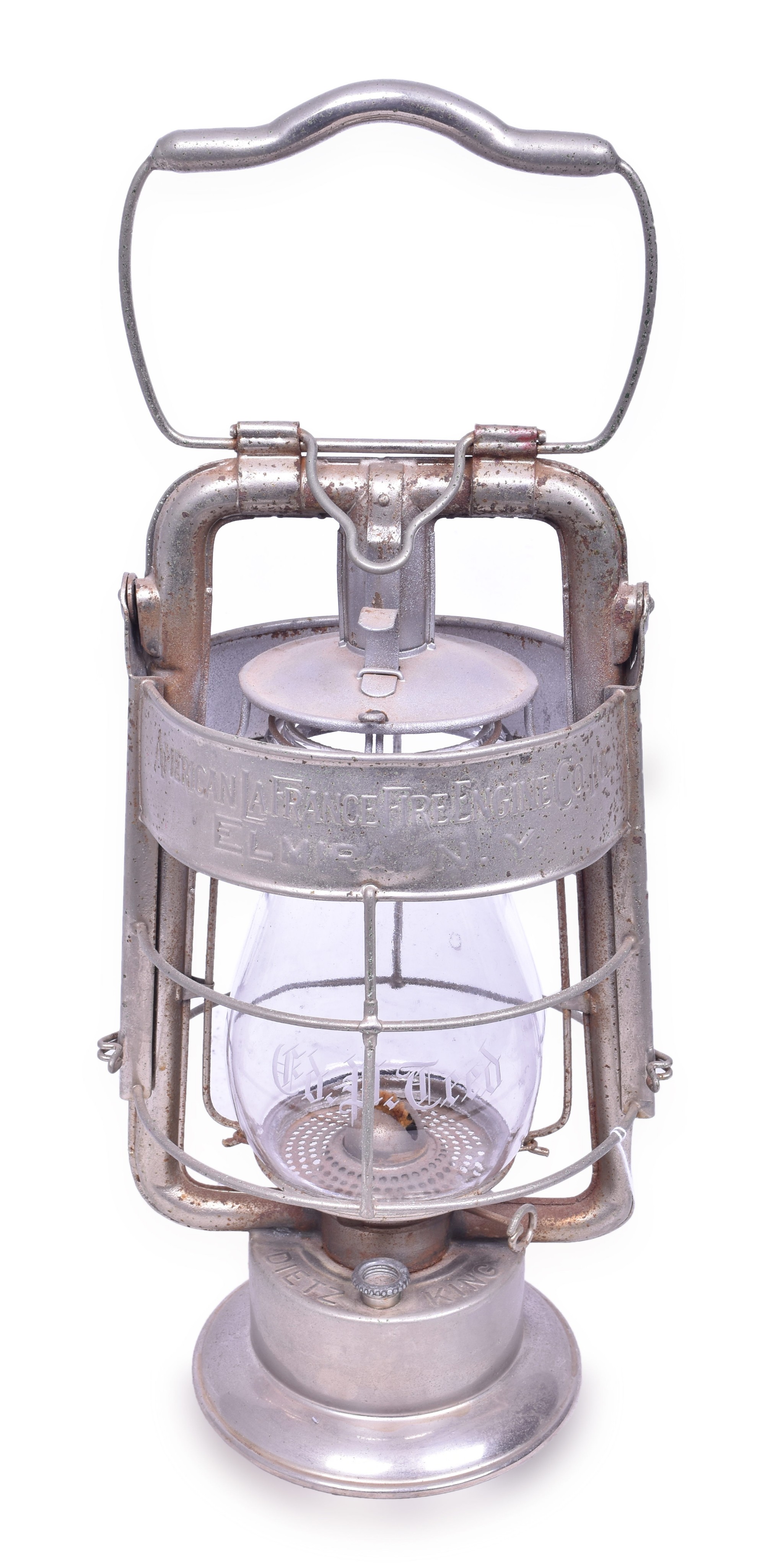 1090 - Dietz King Plated Fire Department Presentation Lantern w/ Etched Globe thumbnail