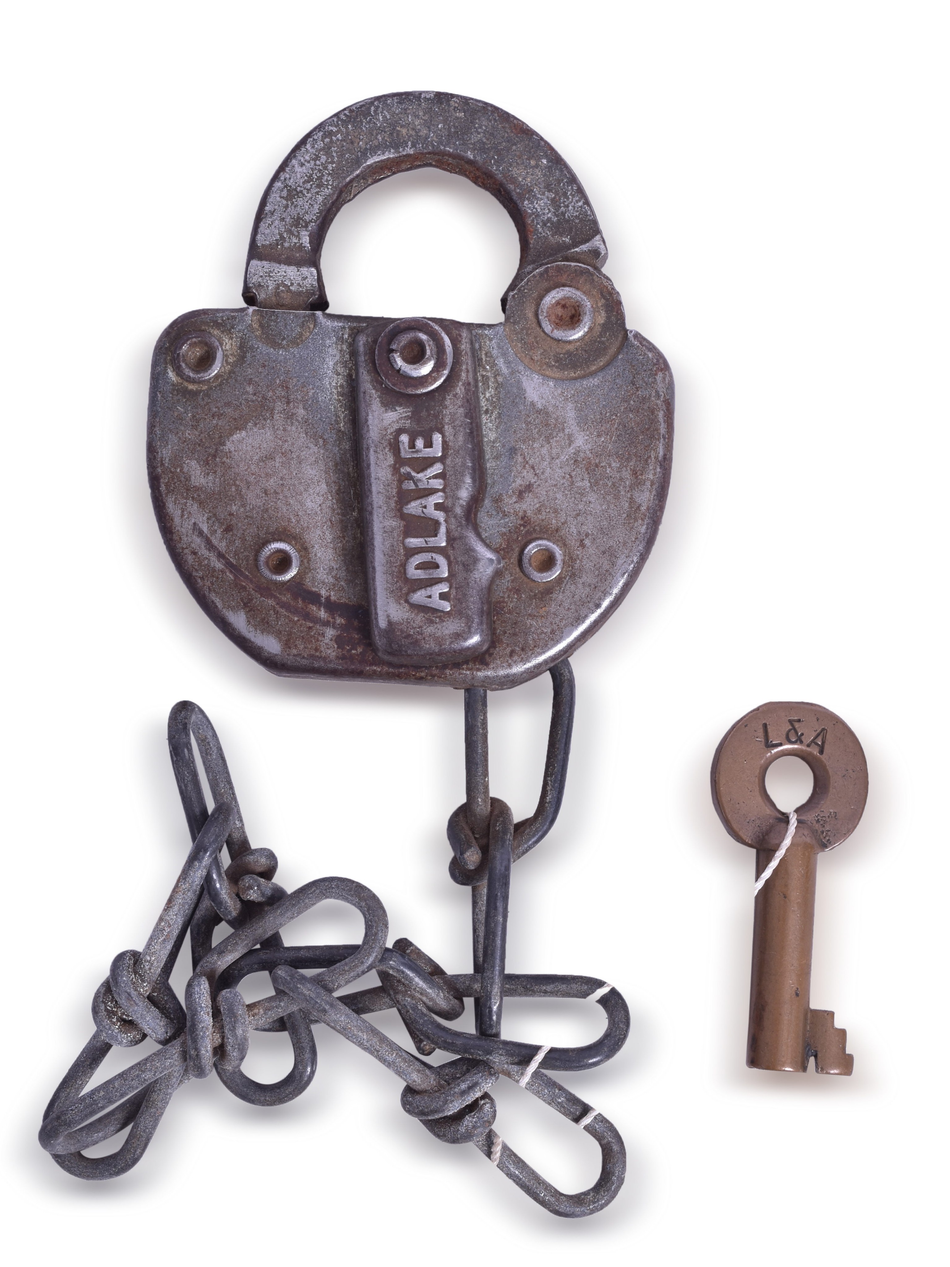 1107 - Adlake Louisiana and Arkansas Steel Lock with Key thumbnail