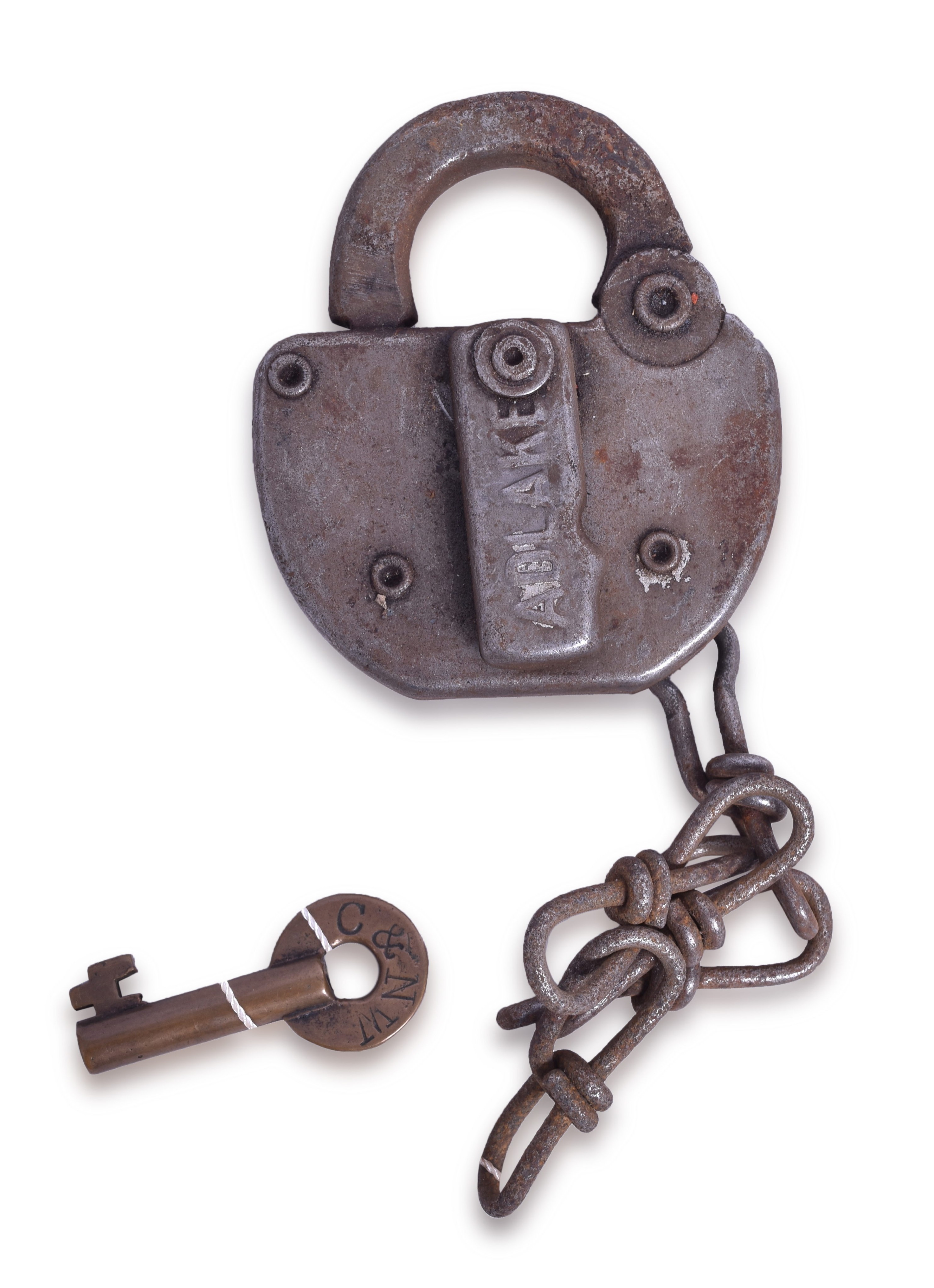 1111 - Adlake Chicago and Northwestern Railroad Steel Lock w/ Brass Key thumbnail