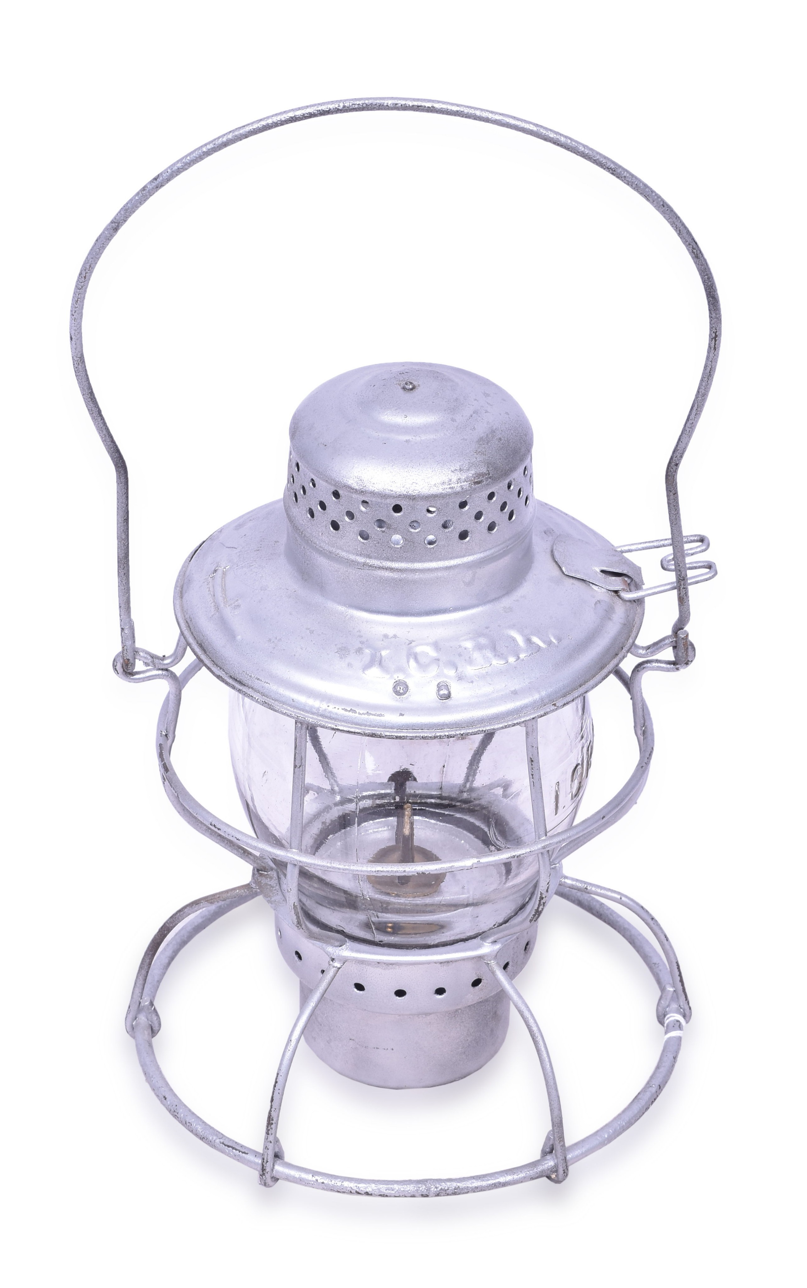 1121 - Handlan Illinois Central Railroad Lantern w/ Cast Globe thumbnail