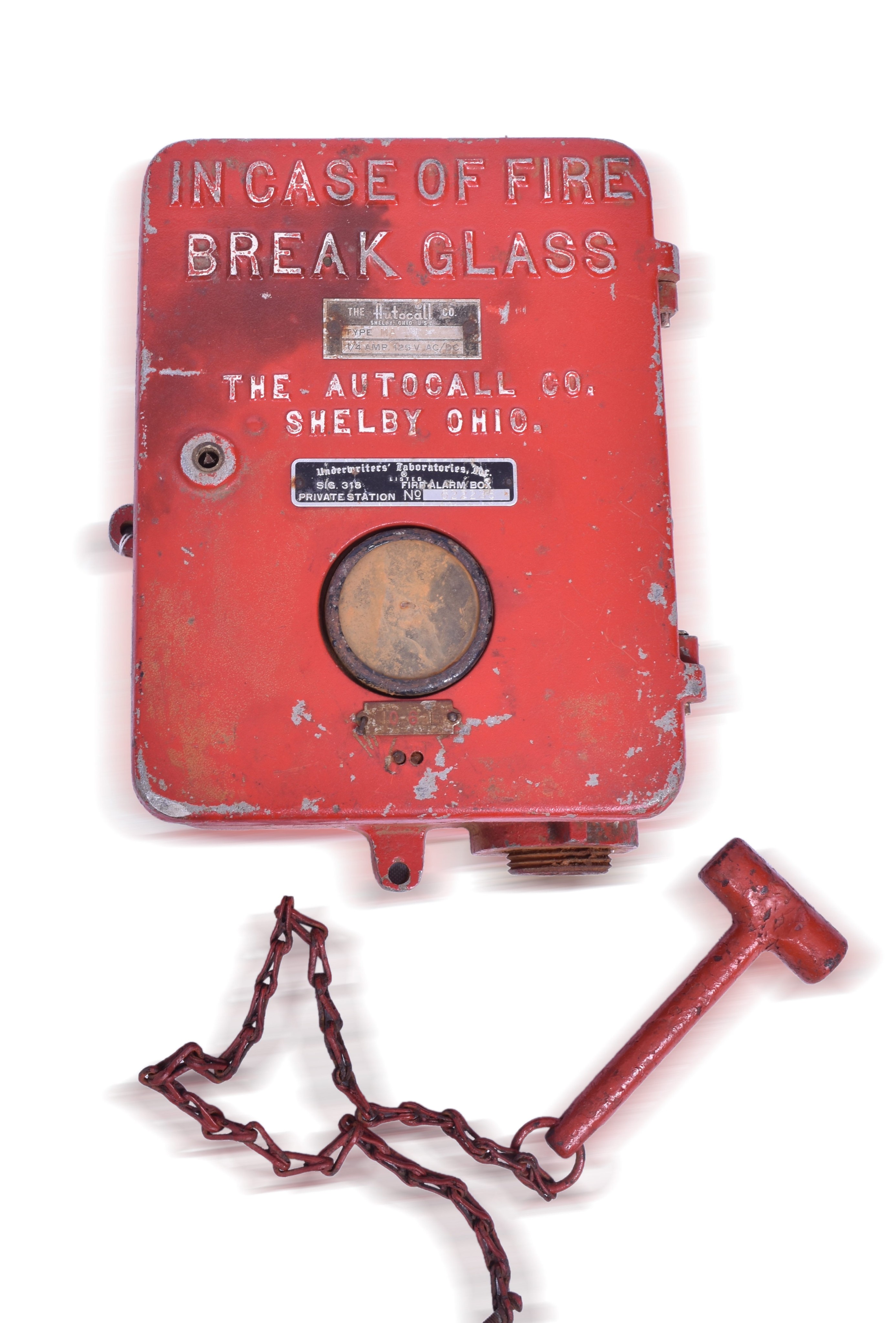 1142A - Autocall Type MA Cast Fire Alarm Box w/ Hammer thumbnail