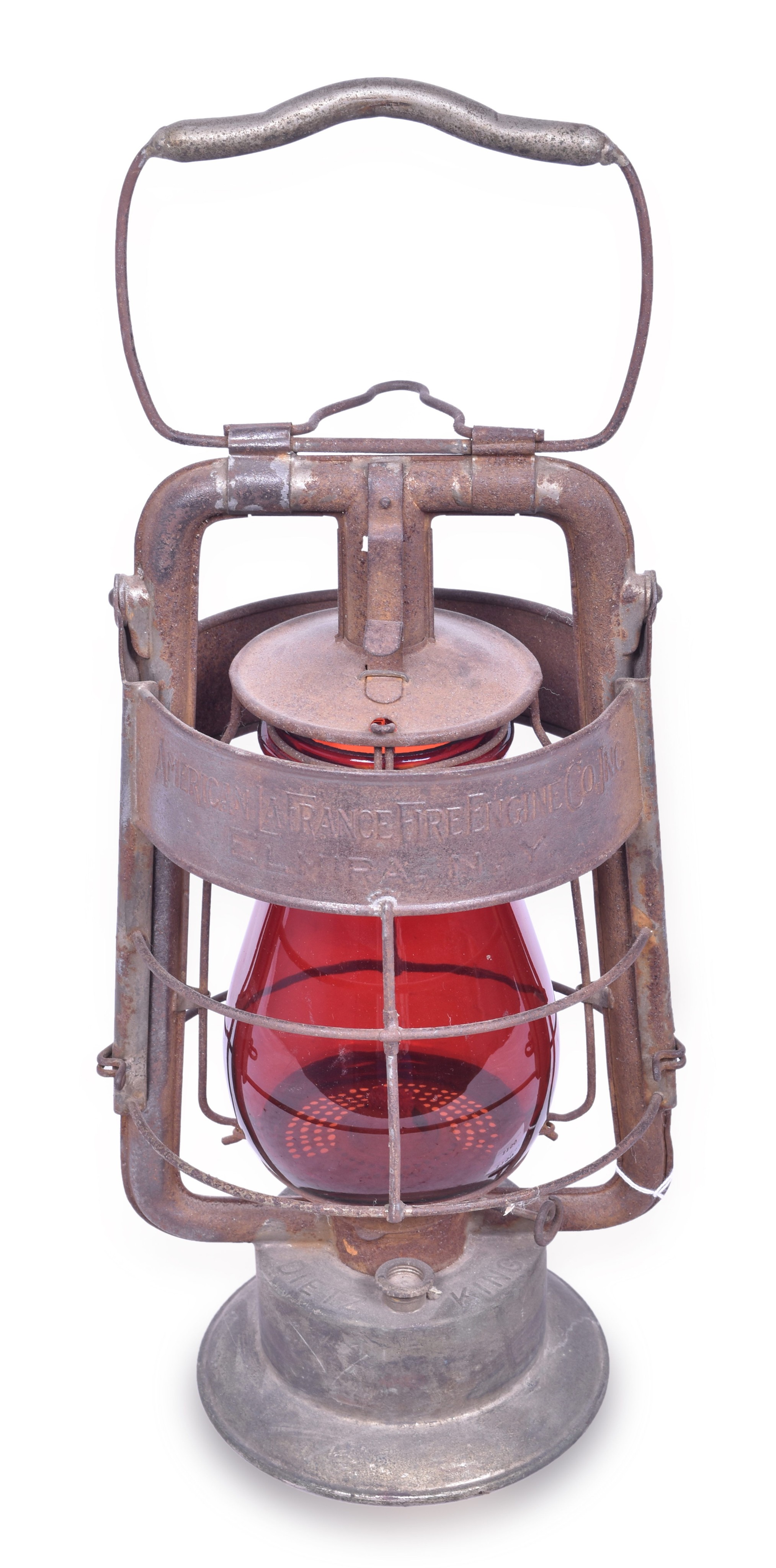 1150 - Dietz King / American LaFrance Fire Lantern w/ Red Globe thumbnail