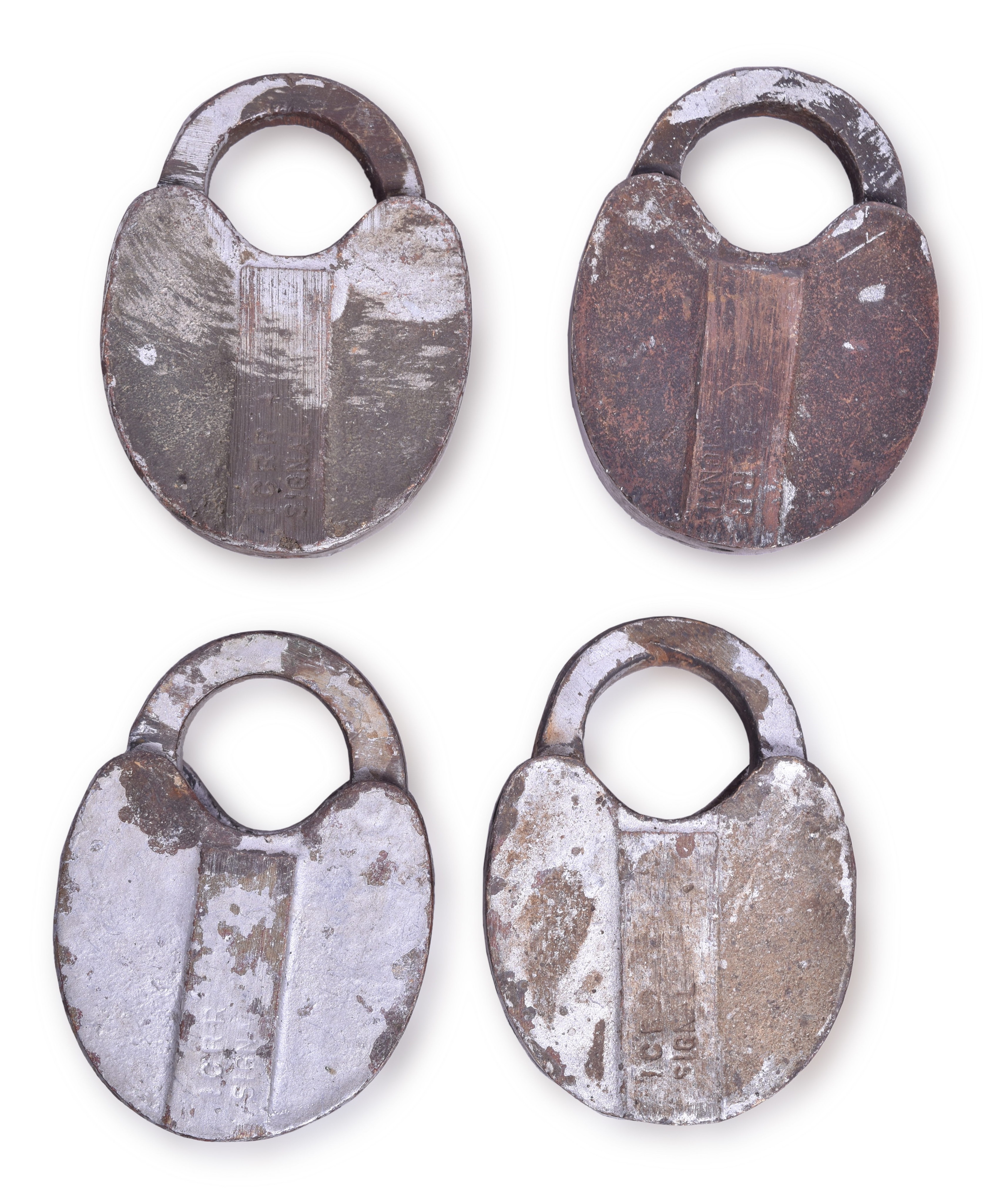 1155 - Four Illinois Central Railroad Brass Signal Locks thumbnail