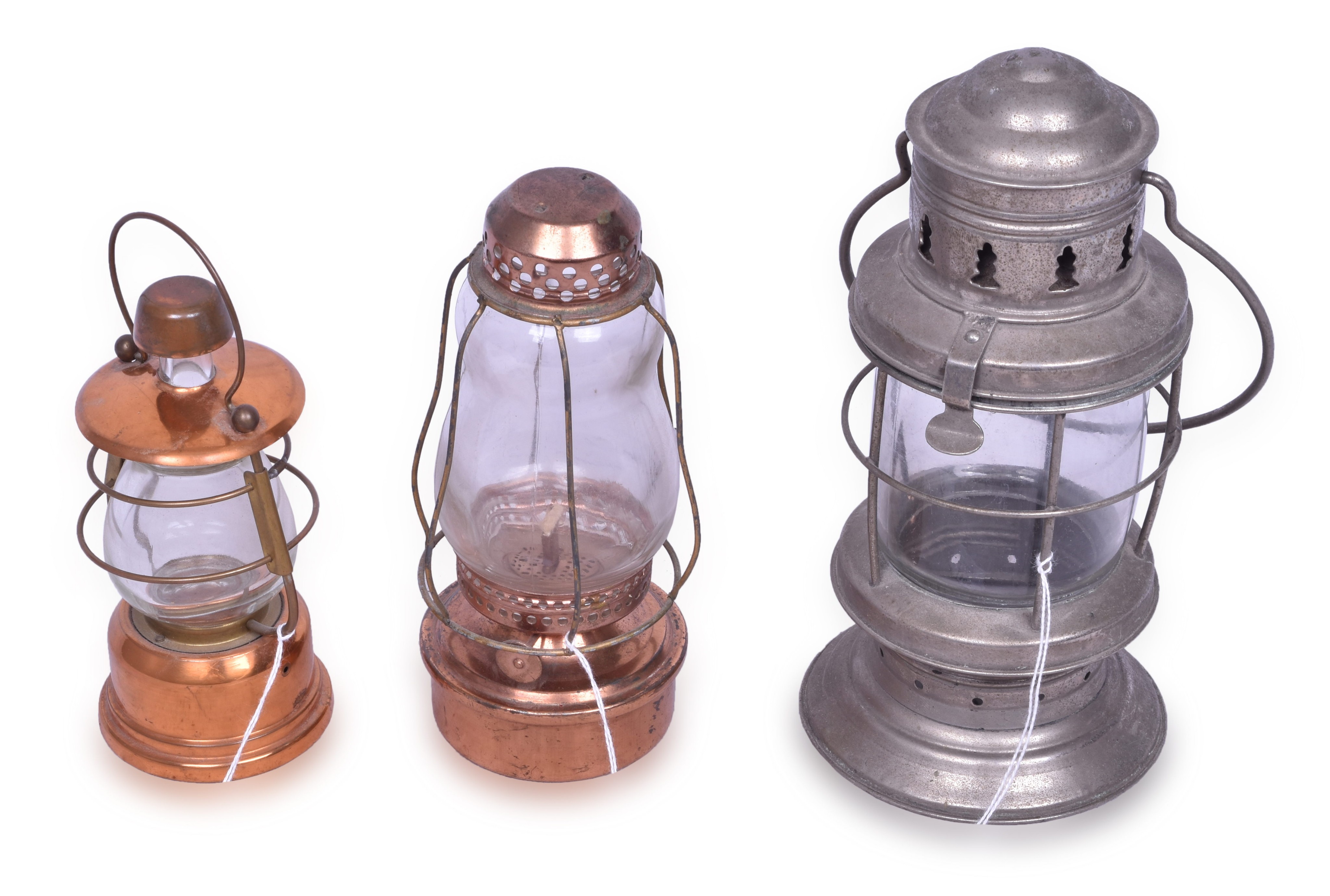 1184 - Three Small Copper and Plated Lanterns thumbnail