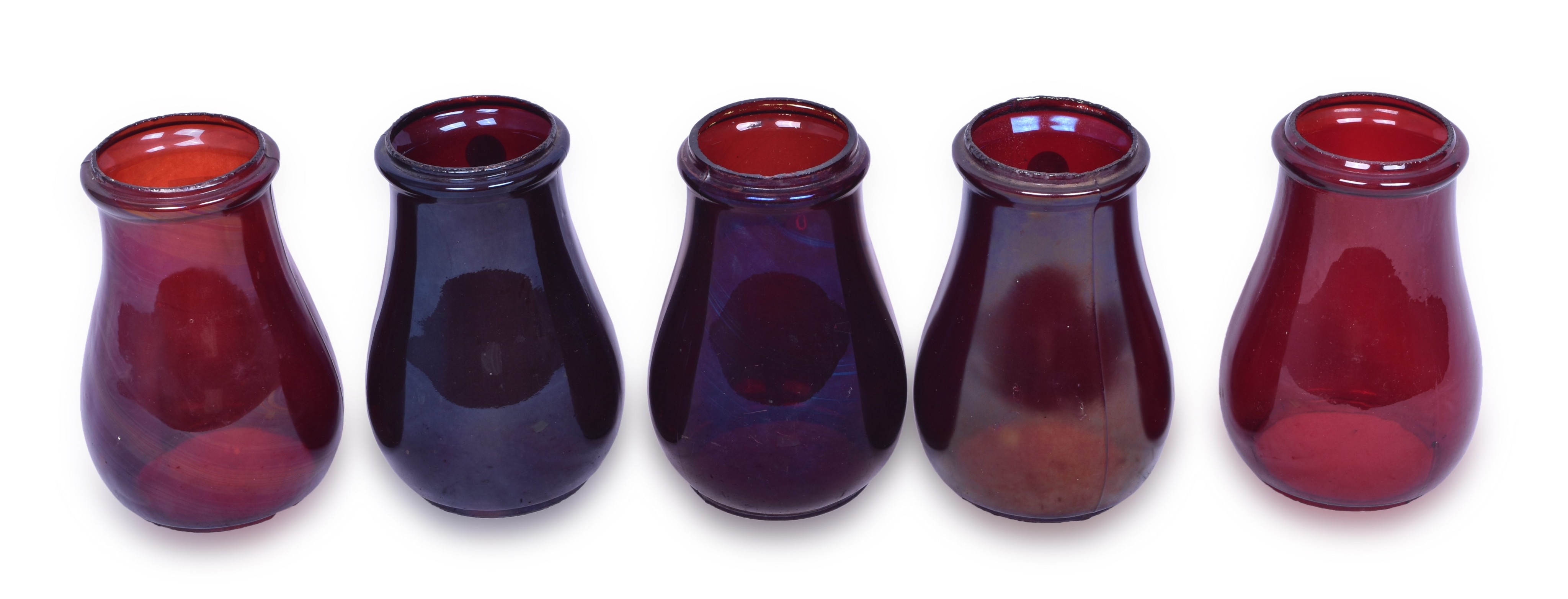 1188 - Five Red Roll Top Lantern Globes thumbnail