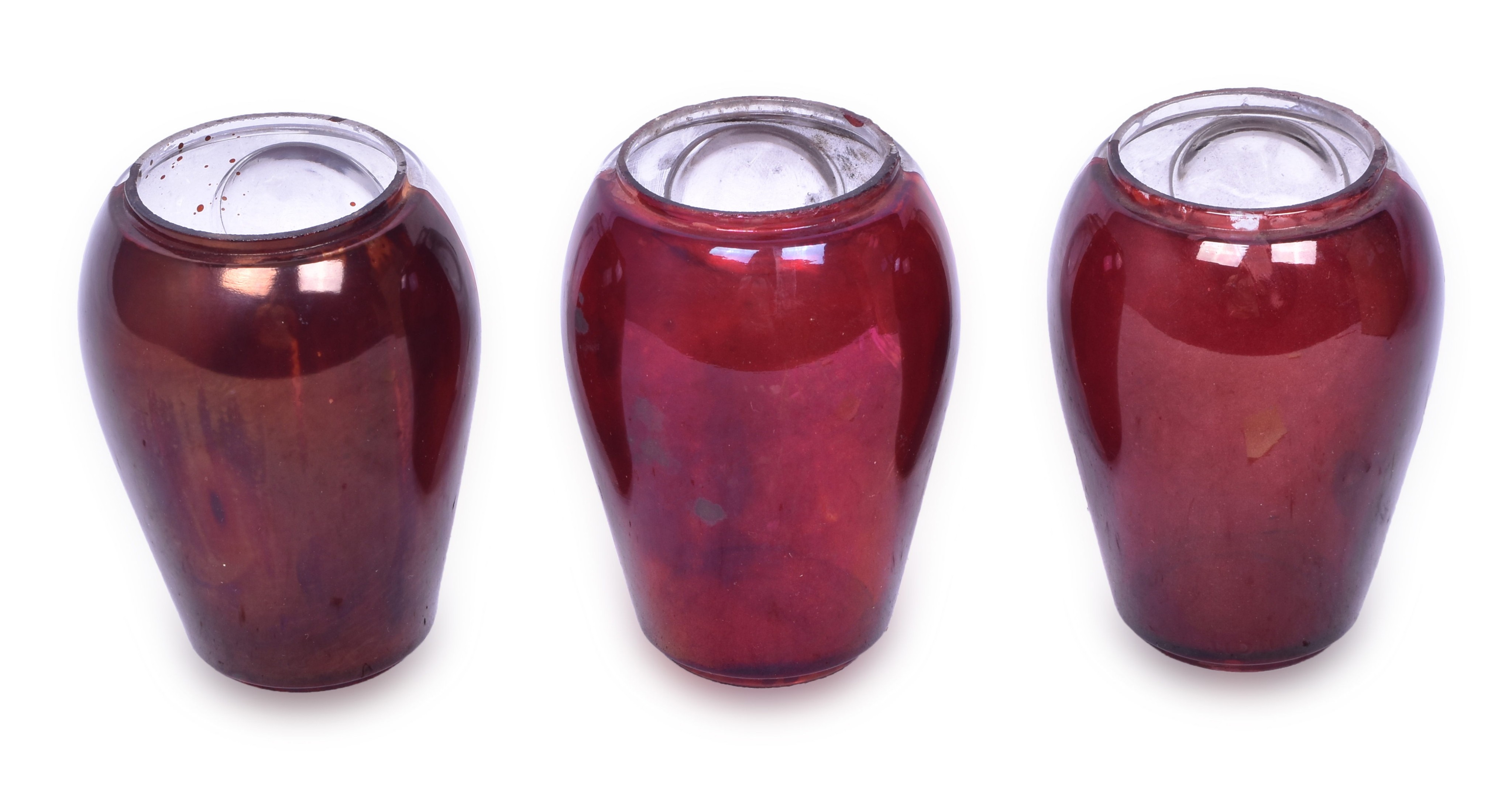 1190 - Three Rayo Bullseye Pony CB Globe - Clear and Red thumbnail