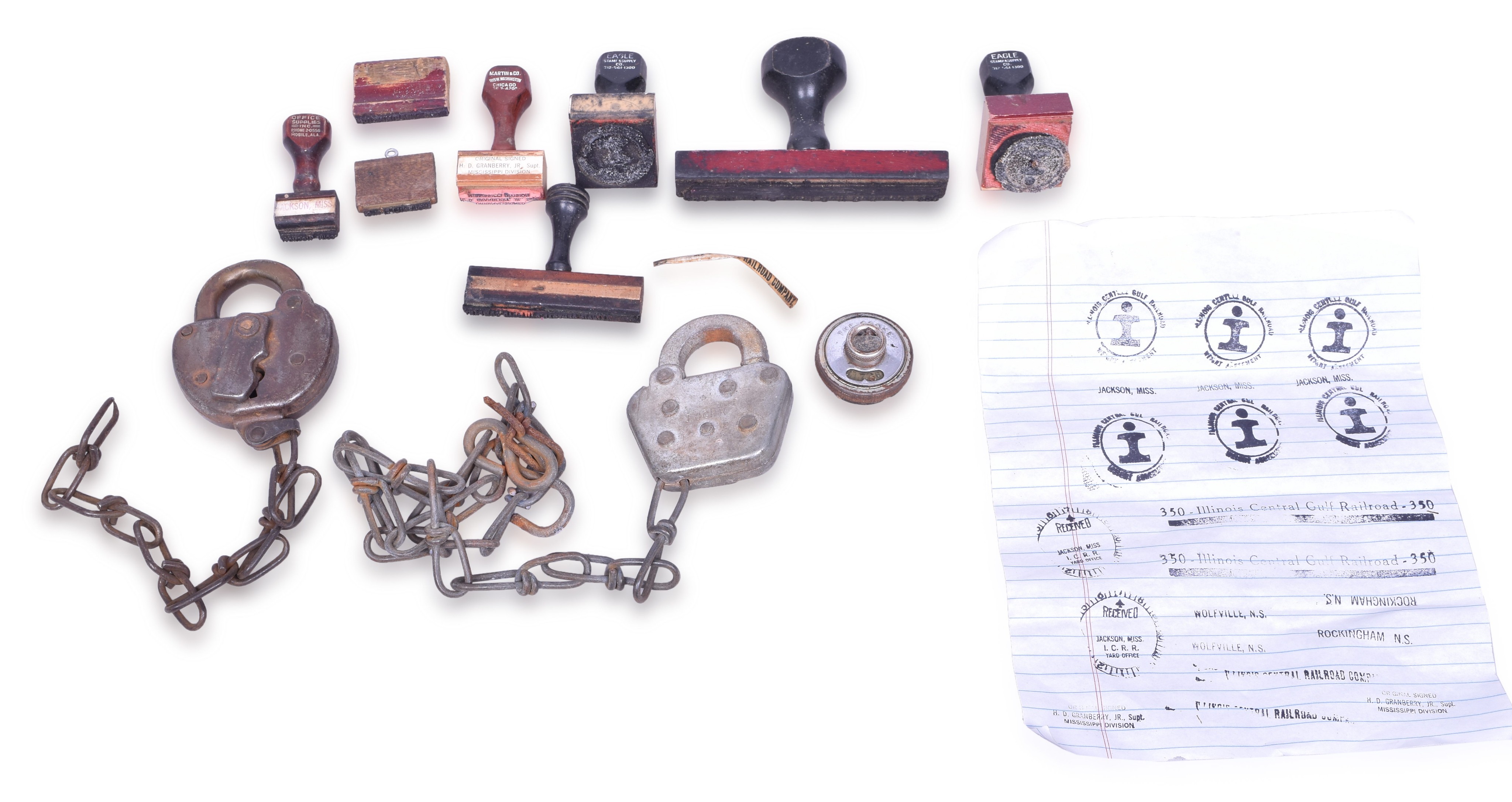 1191 - Illinois Central Office Stamps and Locks Group thumbnail