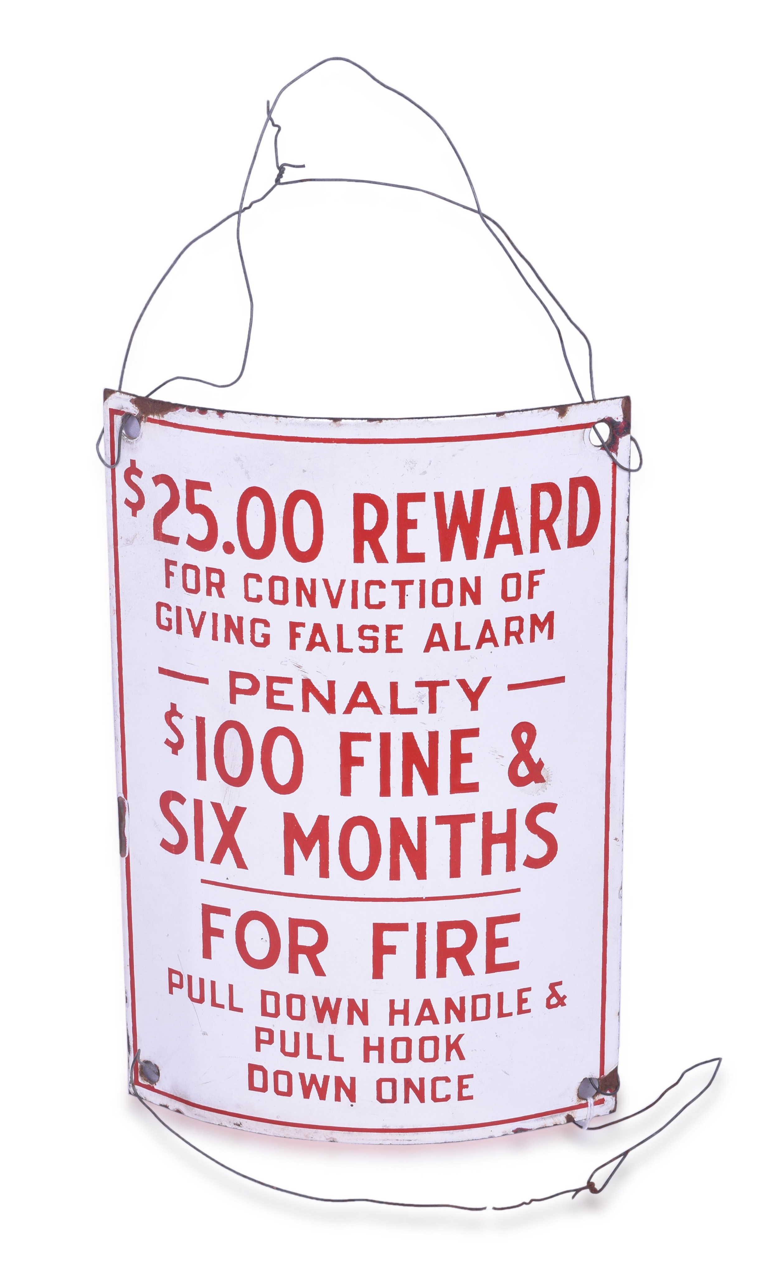 1208 - Porcelain Fire Pull Box Pole Mounted Reward Sign thumbnail
