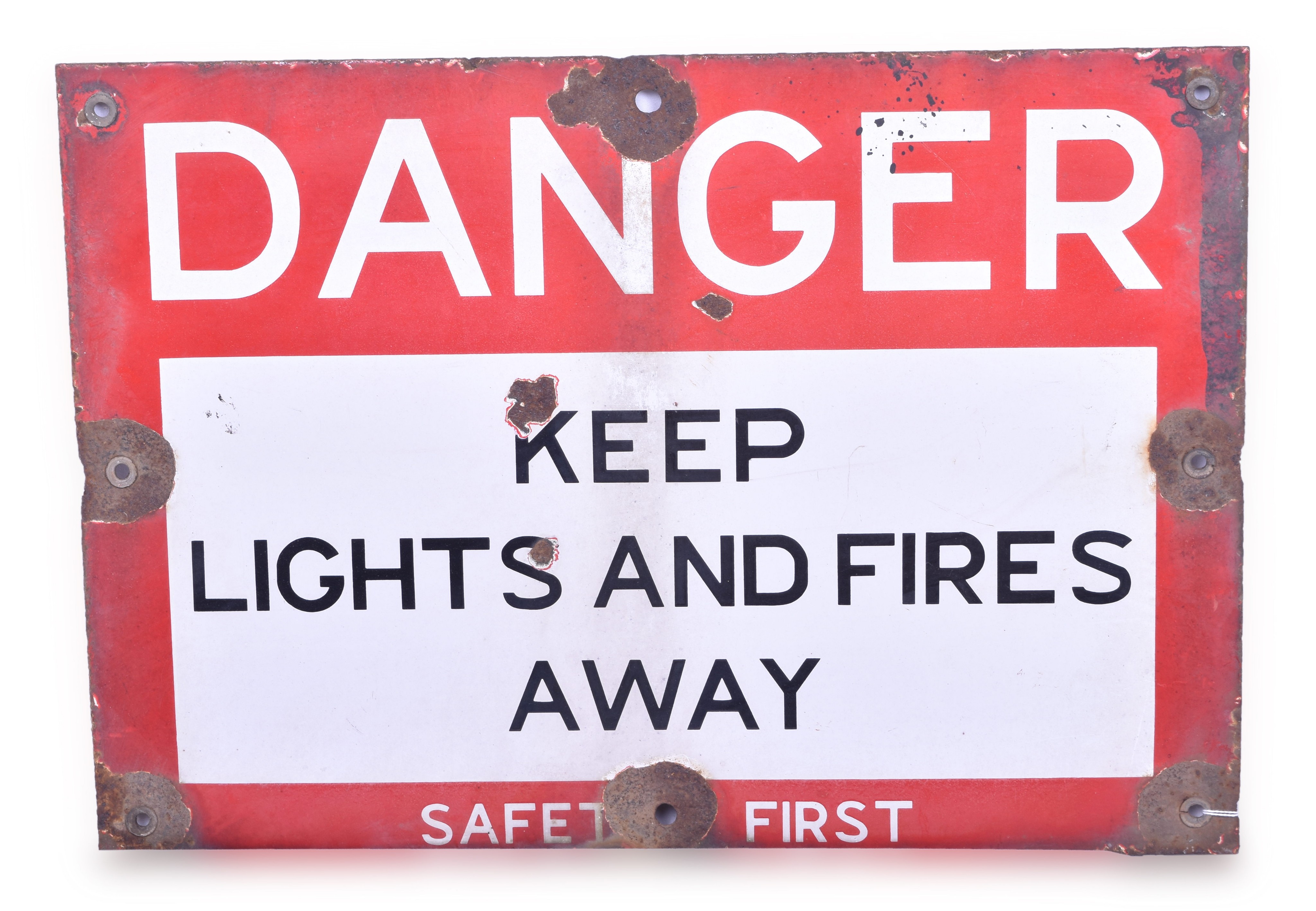 1214 - Danger Keep Lights and Fire Away Porcelain Sign thumbnail
