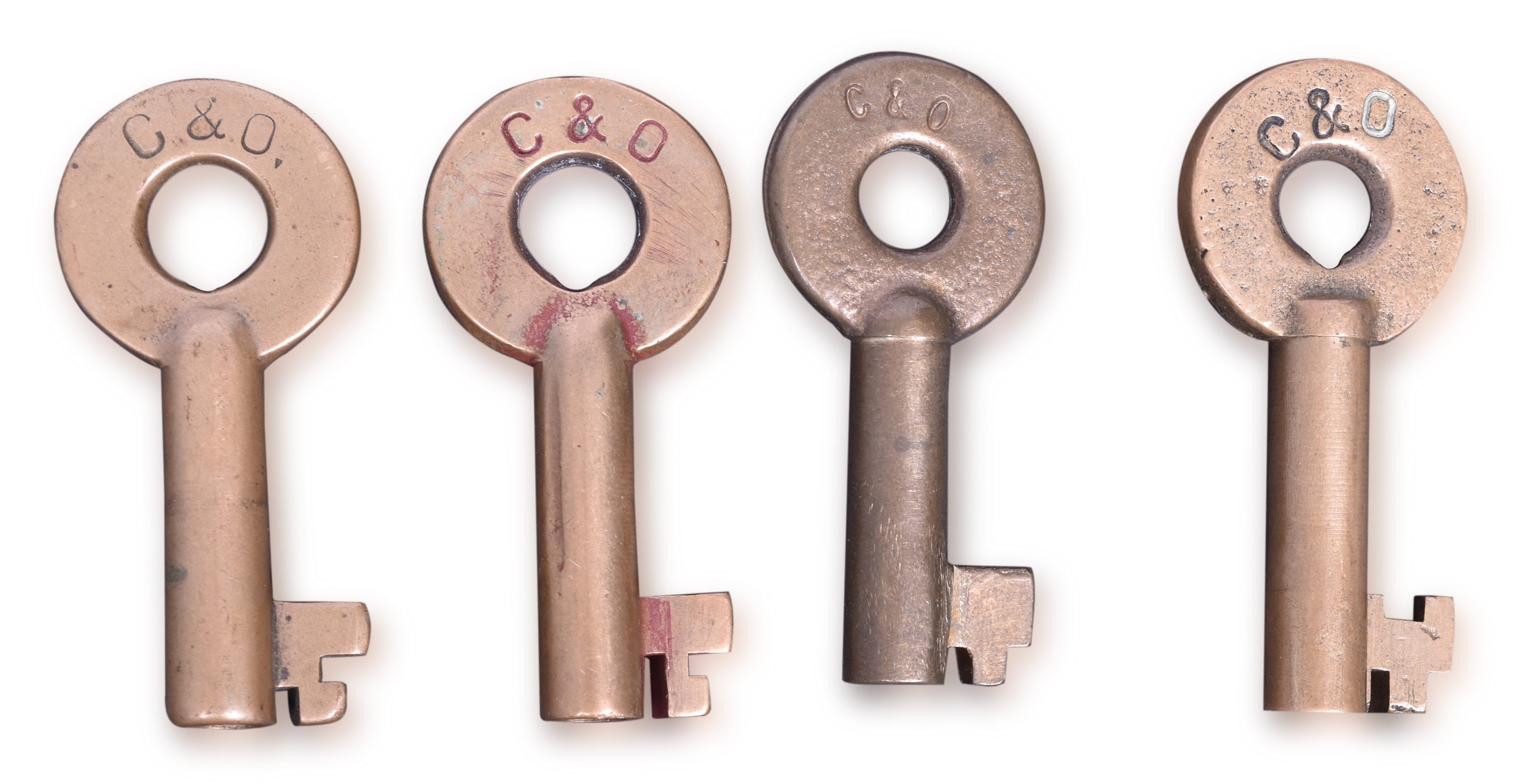 1225 - Four Chesapeake and Ohio Railroad Adlake Brass Keys thumbnail