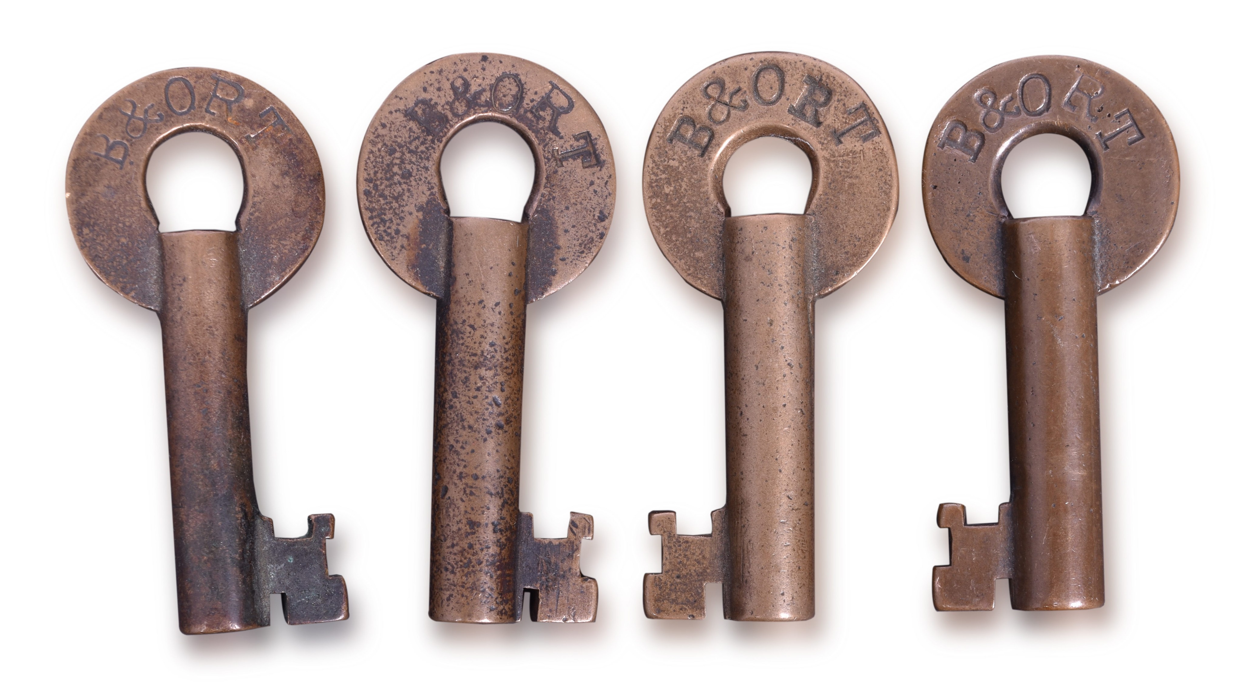 1231 - Group of Four Baltimore and Ohio Railroad Slaymaker and Fraim Rip Track Keys thumbnail
