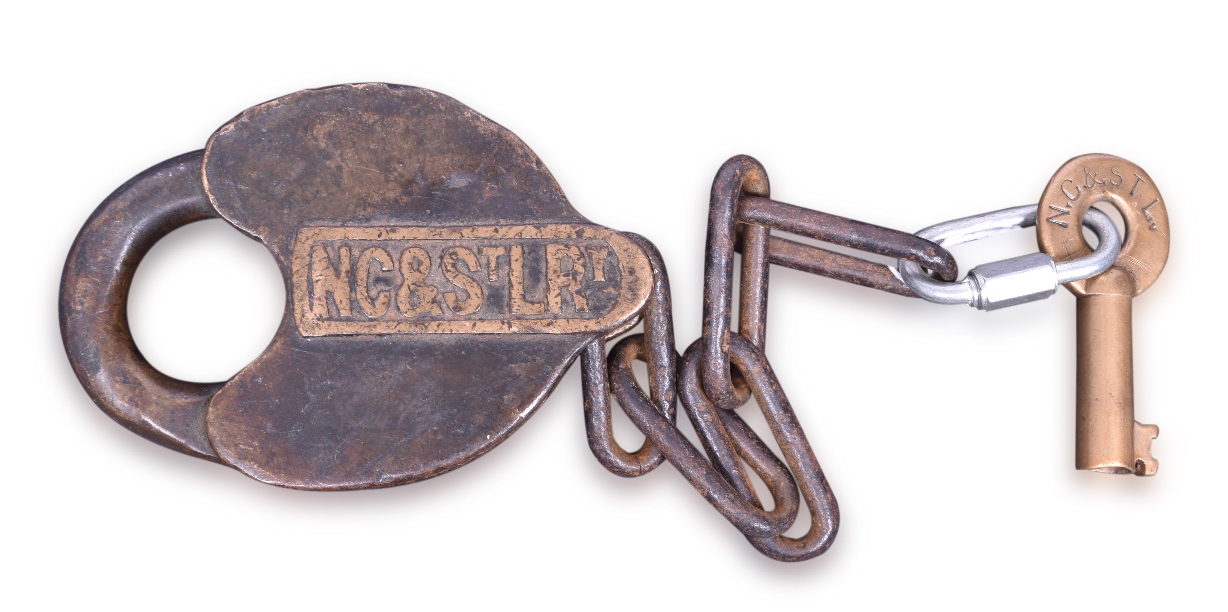 1239 - Nashville Chattanooga & St. Louis Railway Brass Heart Shaped Lock with Key thumbnail