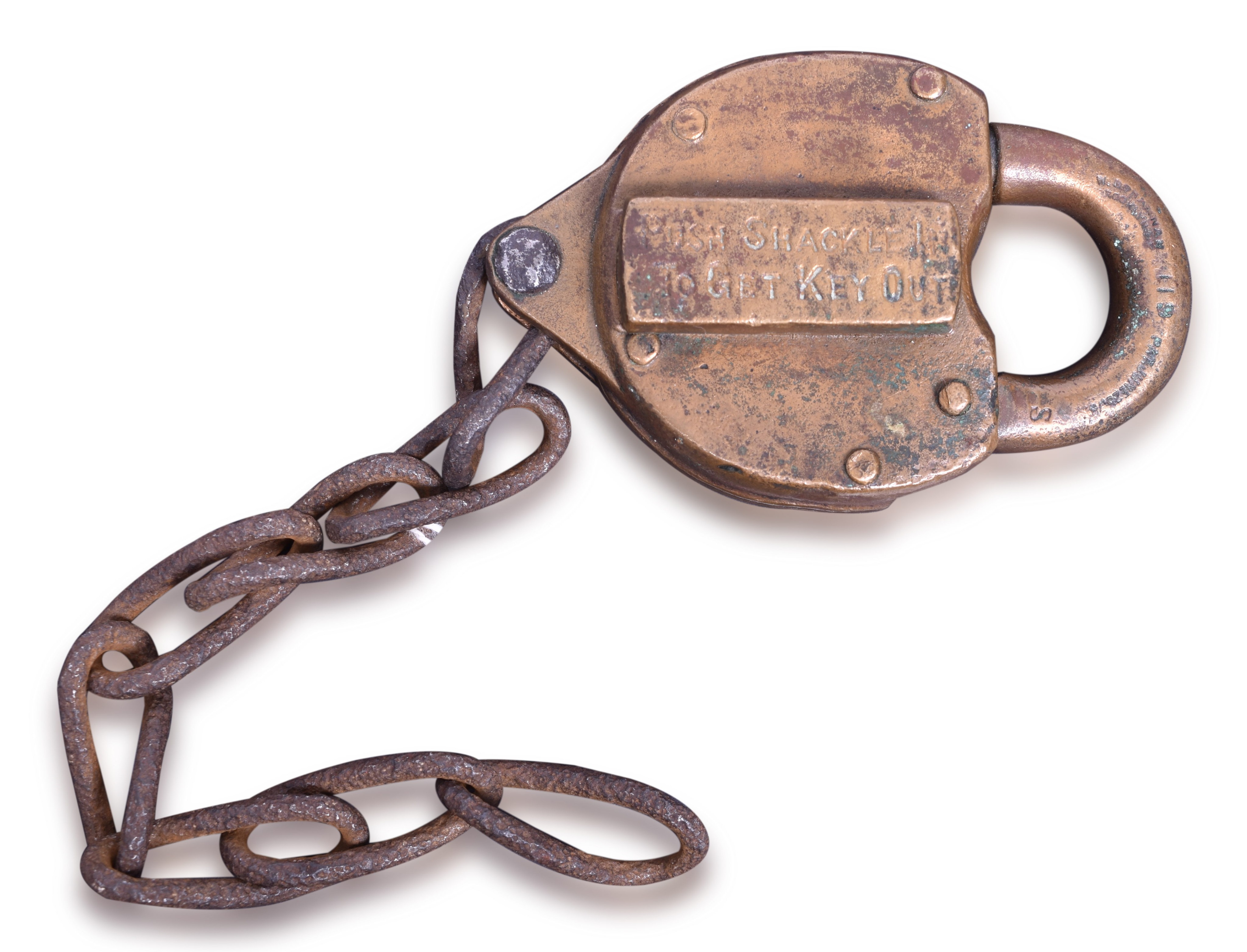 1245 - Wilson Bohannan Mobile and Ohio Railroad Heart Shaped Brass Lock thumbnail