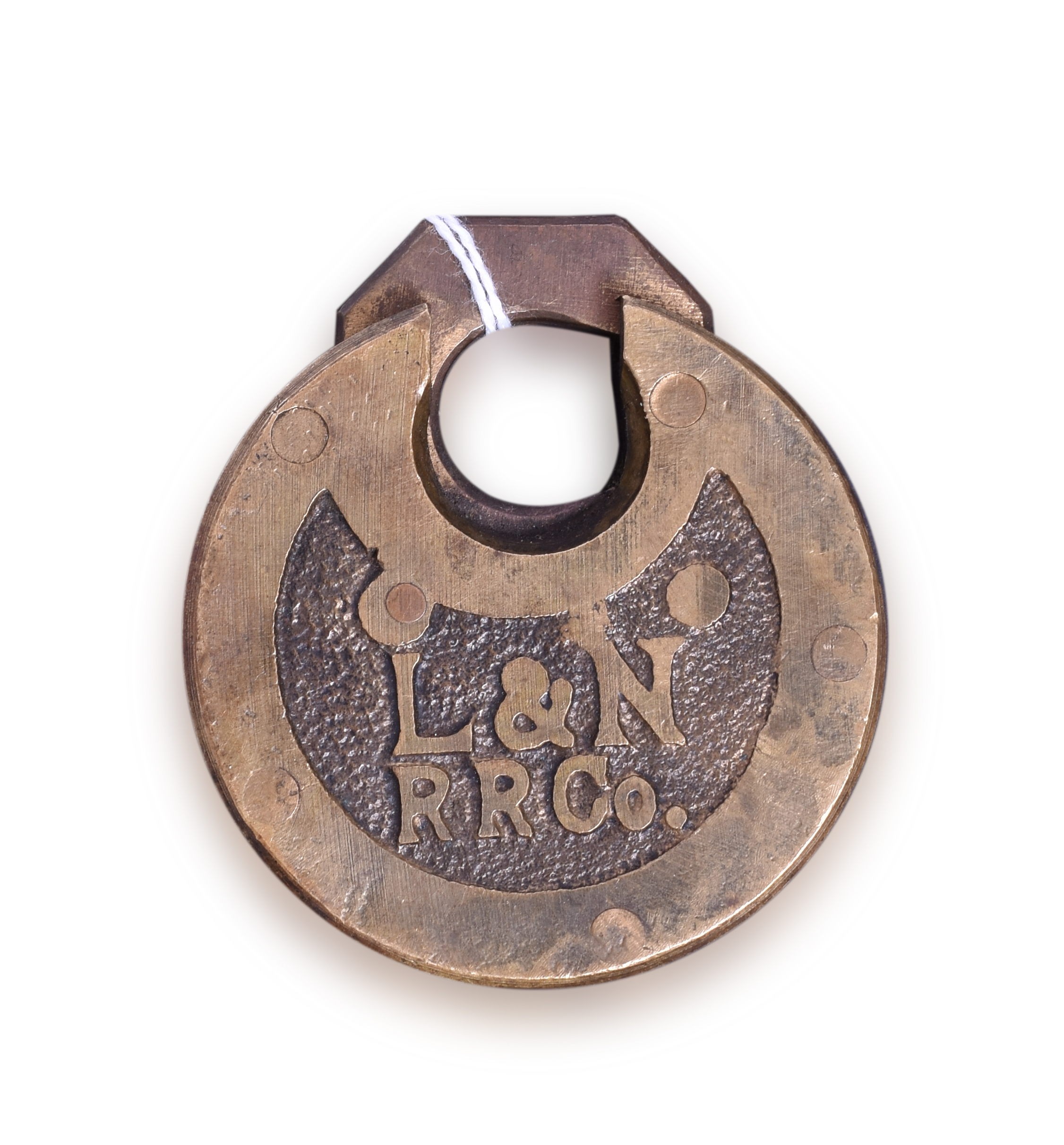 1285 - Louisville and Nashville Railroad Six Lever Brass Pancake Lock thumbnail