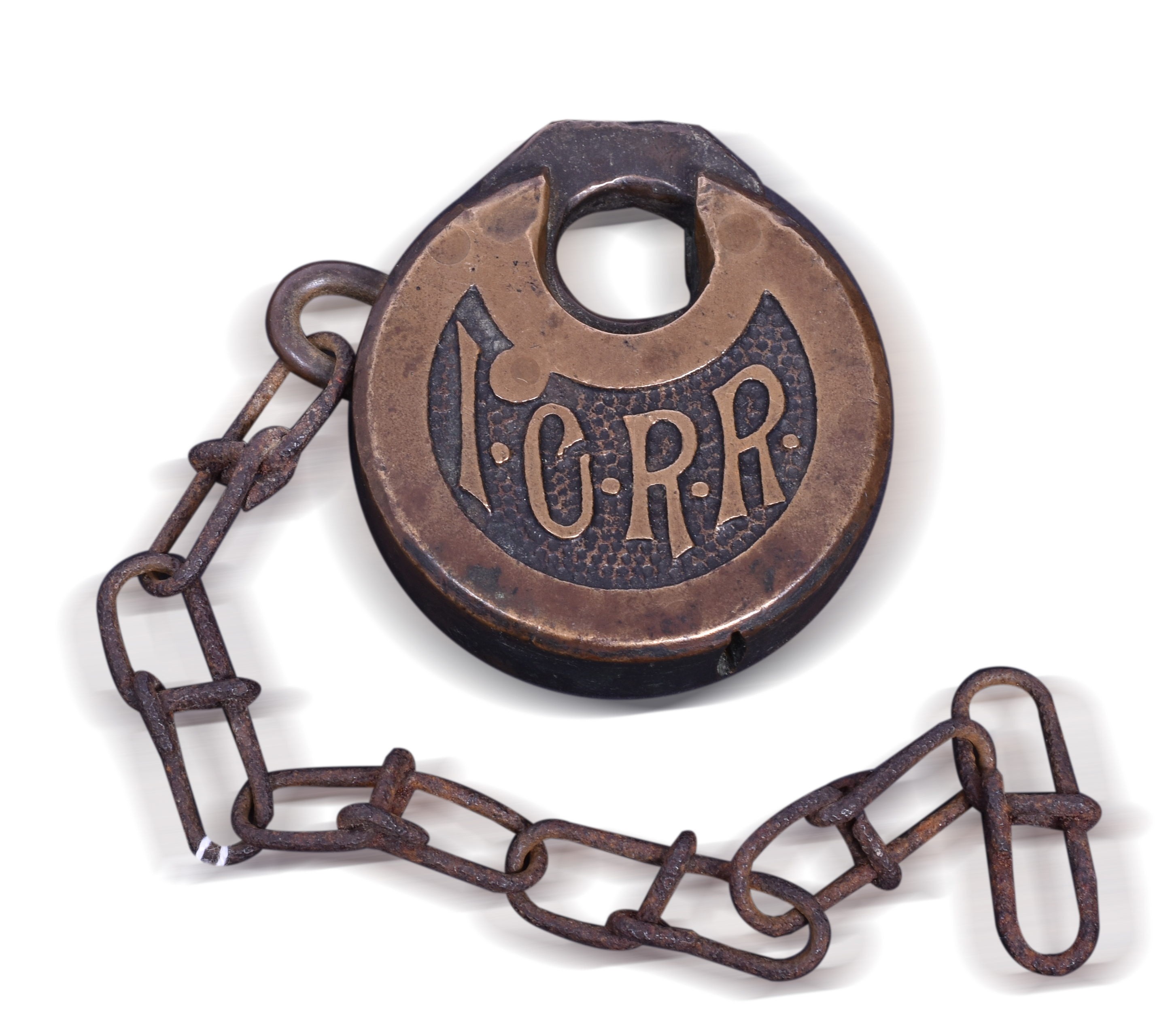 1305A - Illinois Central Railroad Pancake Six Lever Brass Lock thumbnail