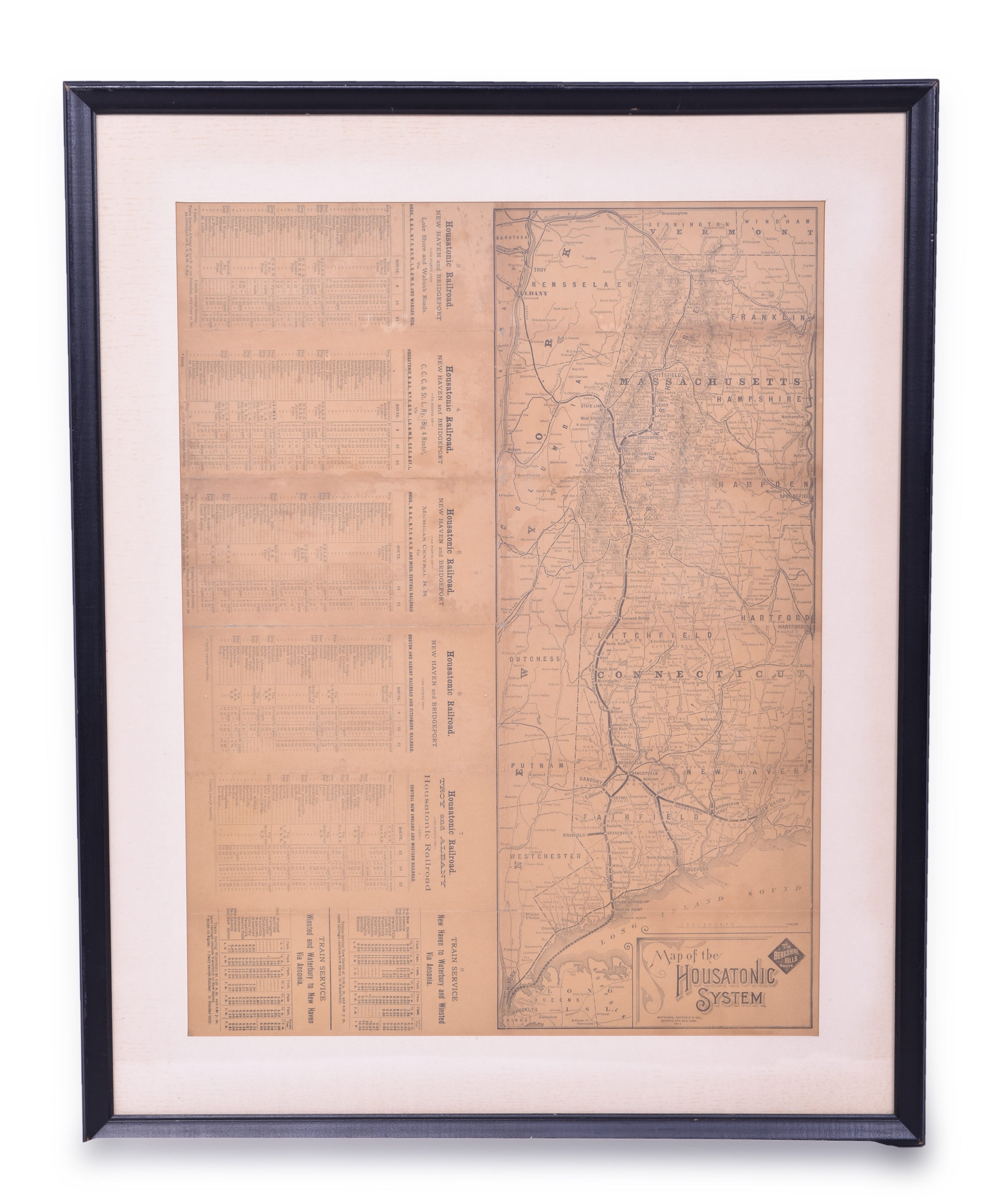 1327 - Framed Housatonic Railroad 1888? Timetable thumbnail