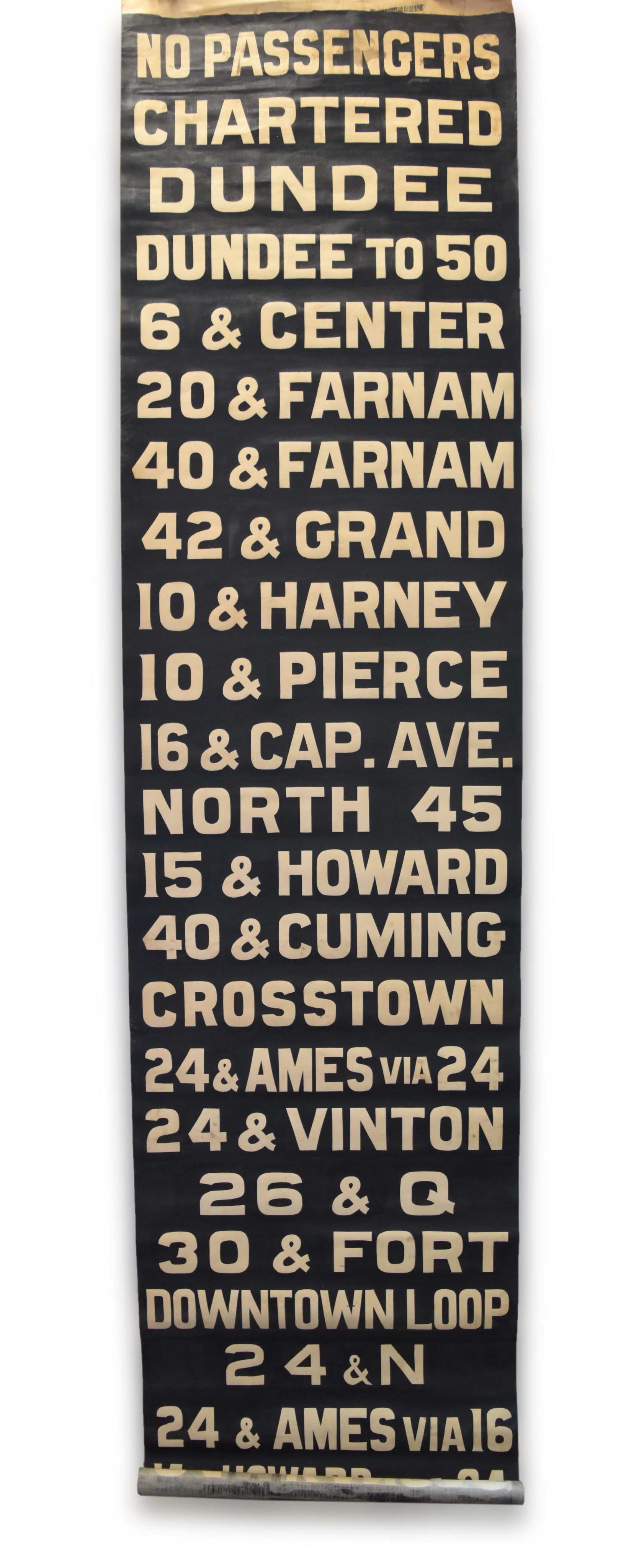 1345 - Omaha & Council Bluffs Street Railway Destination Roll #1 thumbnail