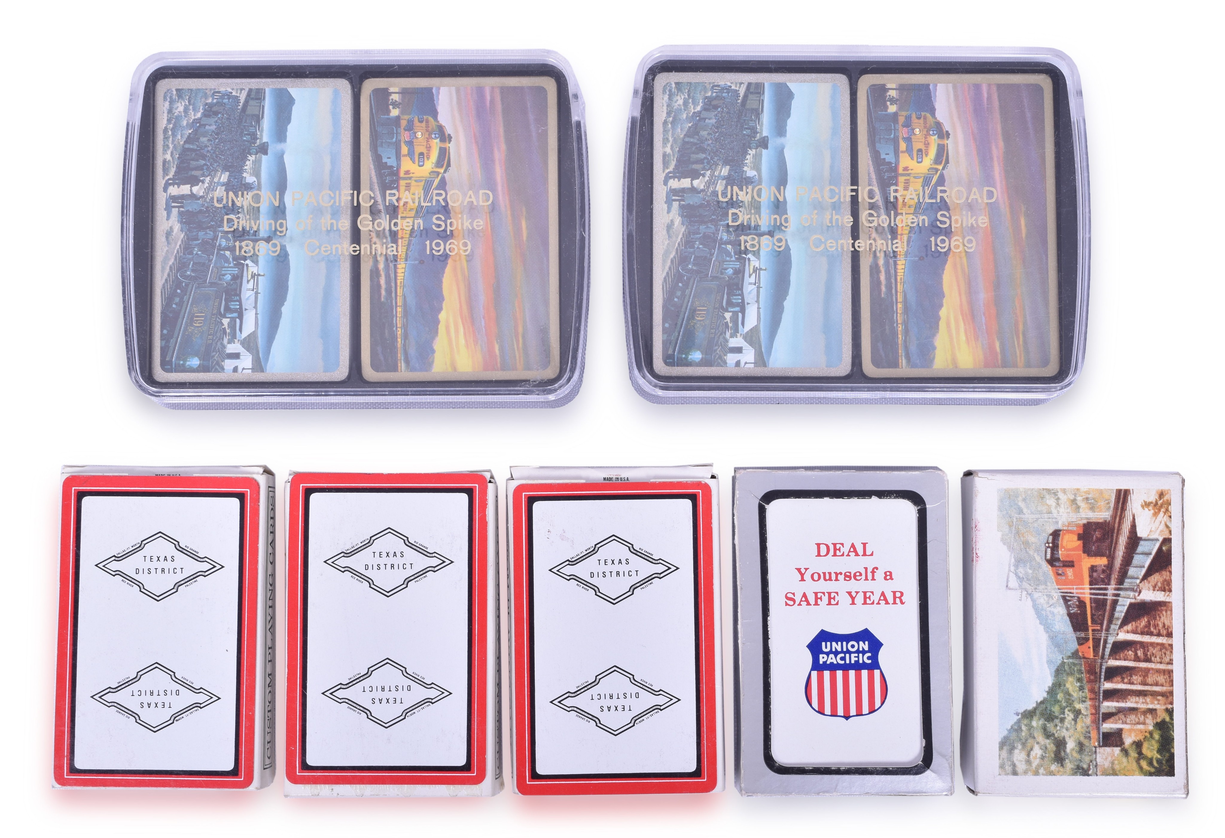 1351 - Seven Decks of Railroad Playing Cards - Union Pacific, N de M, Texas and Pacific thumbnail