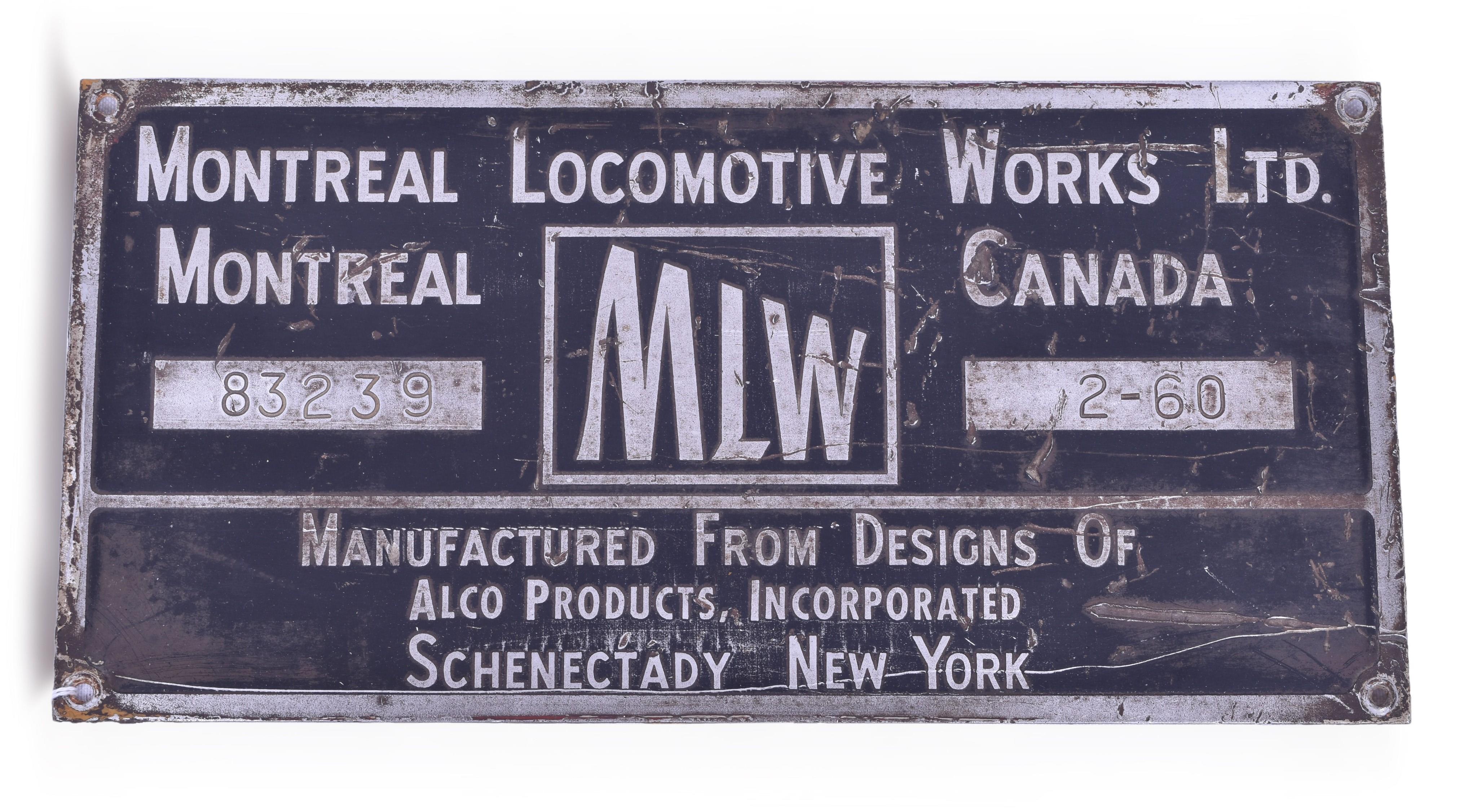 1378 - Montreal Locomotive Works Canadian National #1762 MR-14C Locomotive Builders Plate thumbnail