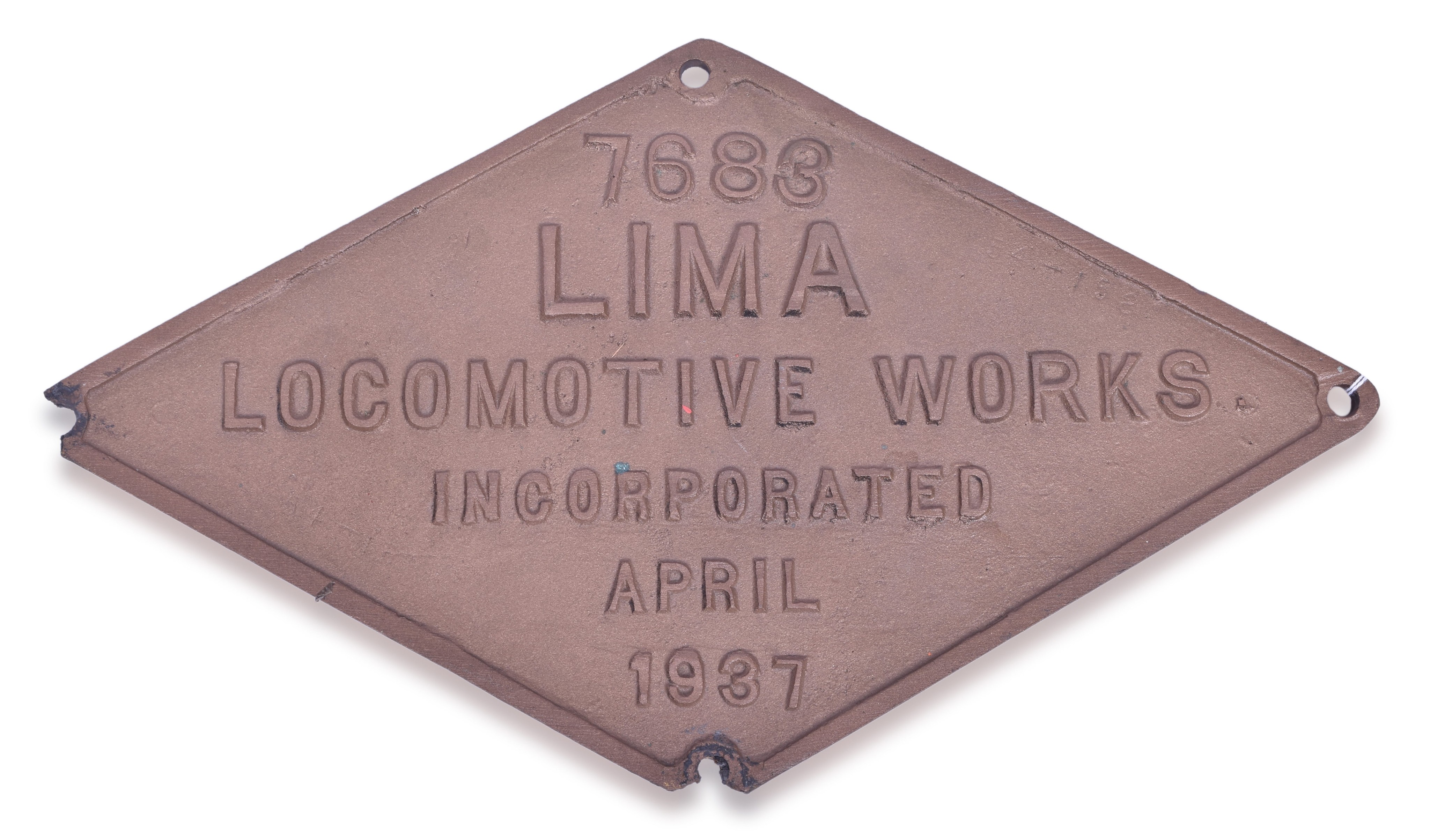 1380 - Lima Locomotive Works Builders Plate - New York Central Railroad steam locomotive 0-8-0 #8012 thumbnail