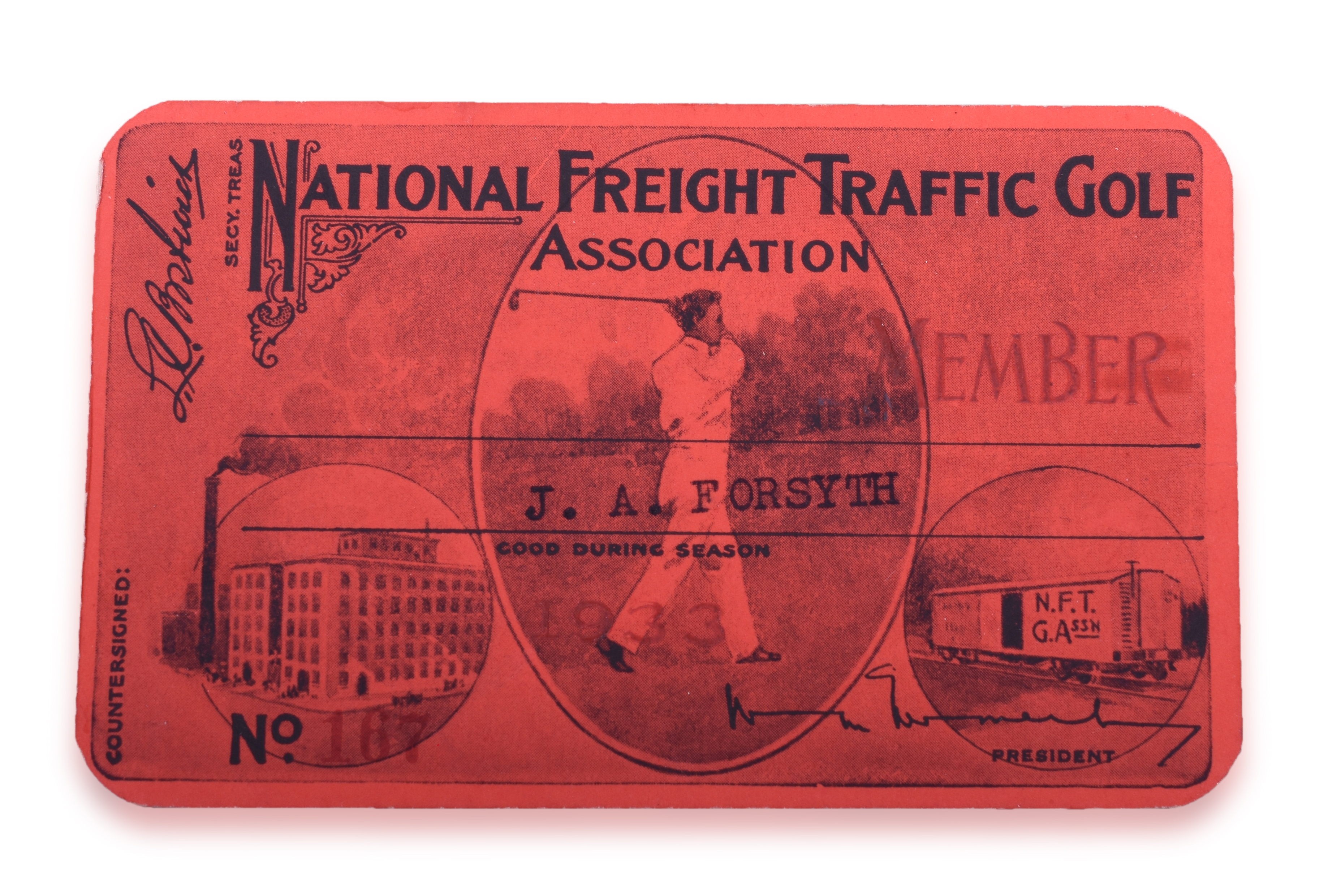 1382 - National Freight Traffic Golf Association 1933 Membership Card thumbnail