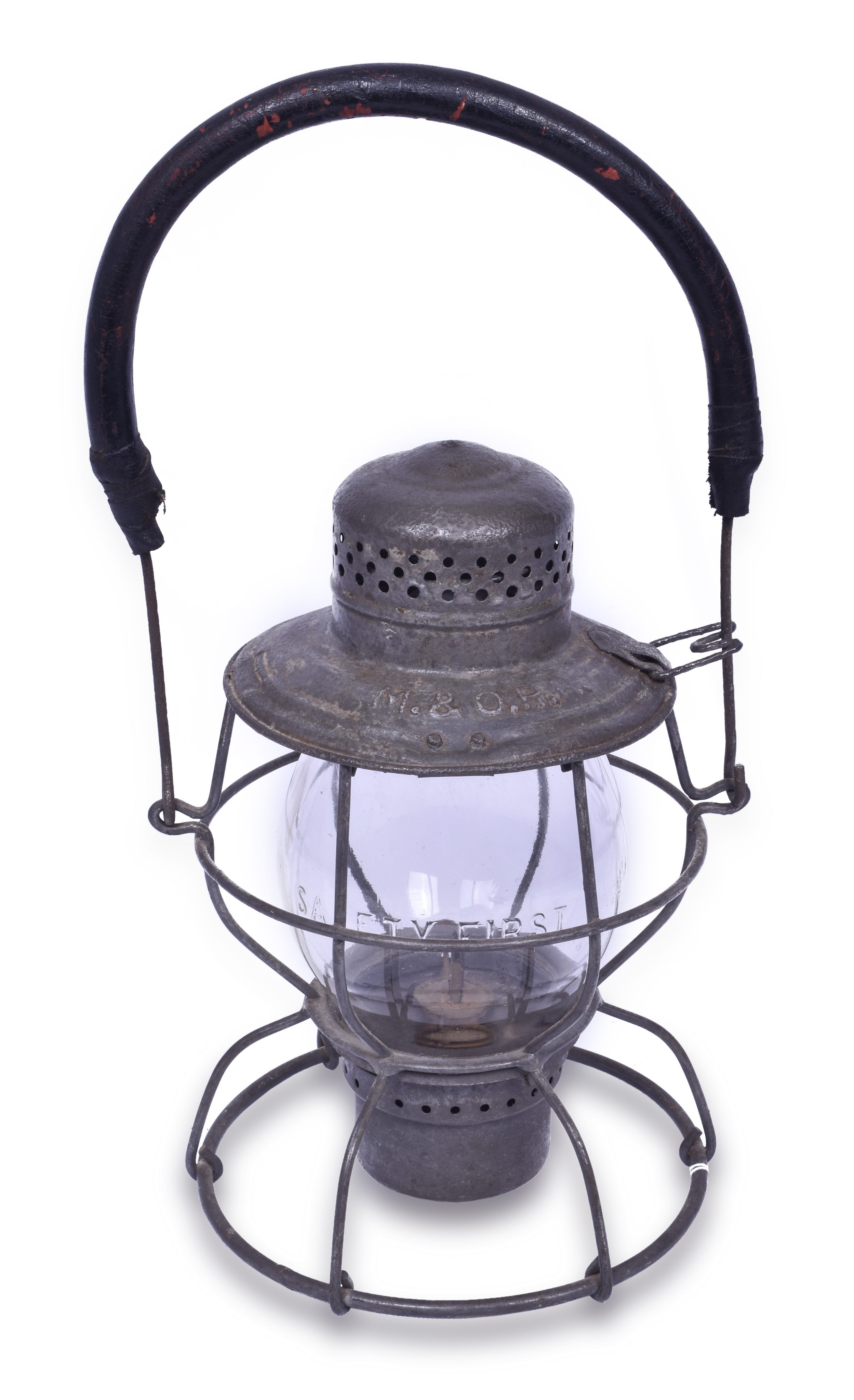 1393 - Handlan Mobile and Ohio Railroad Lantern w/ Cast Safety First Globe thumbnail