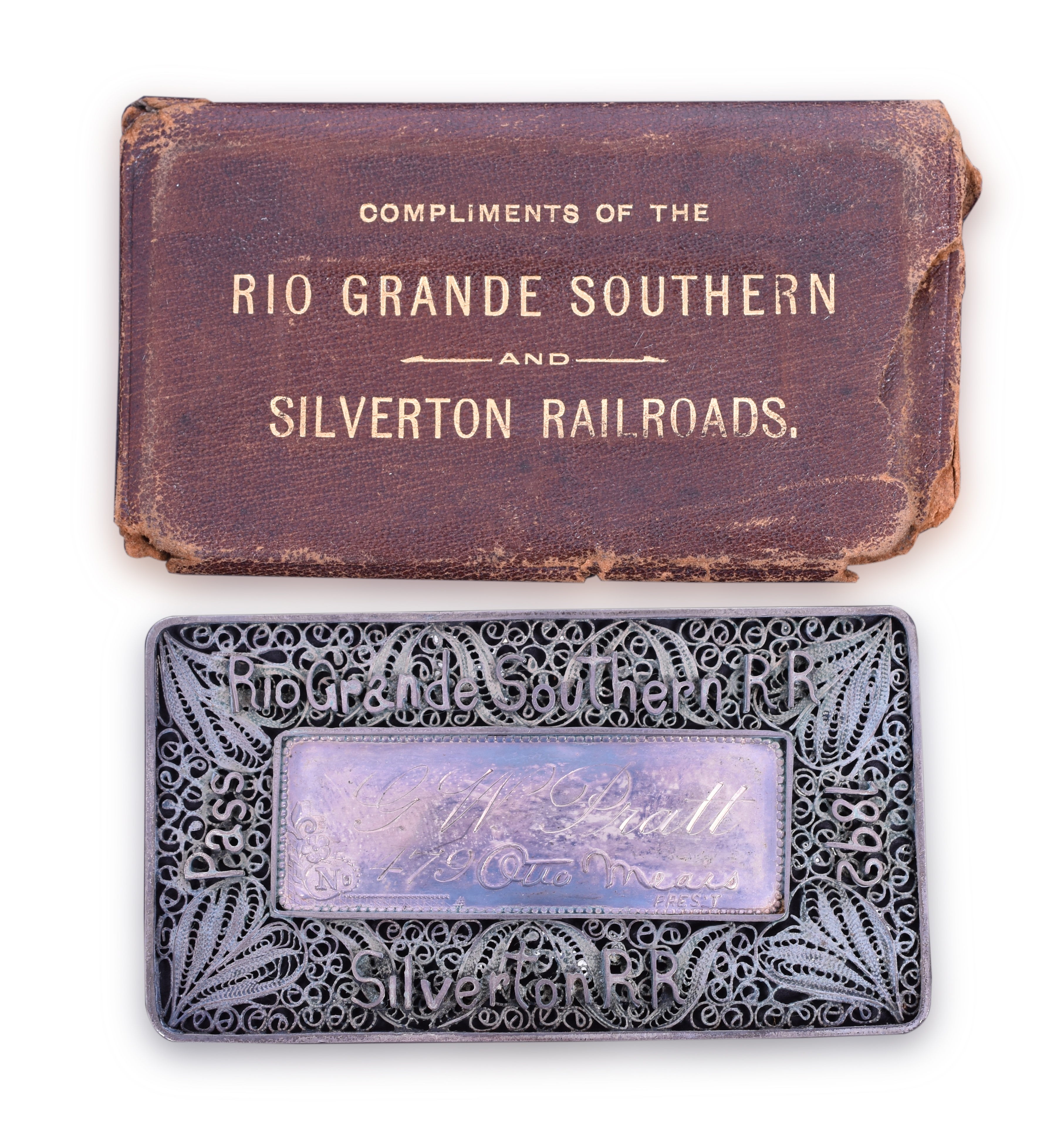 1400 - 1892 Rio Grande Southern Otto Mears Silver Filigree Pass No. 479 thumbnail