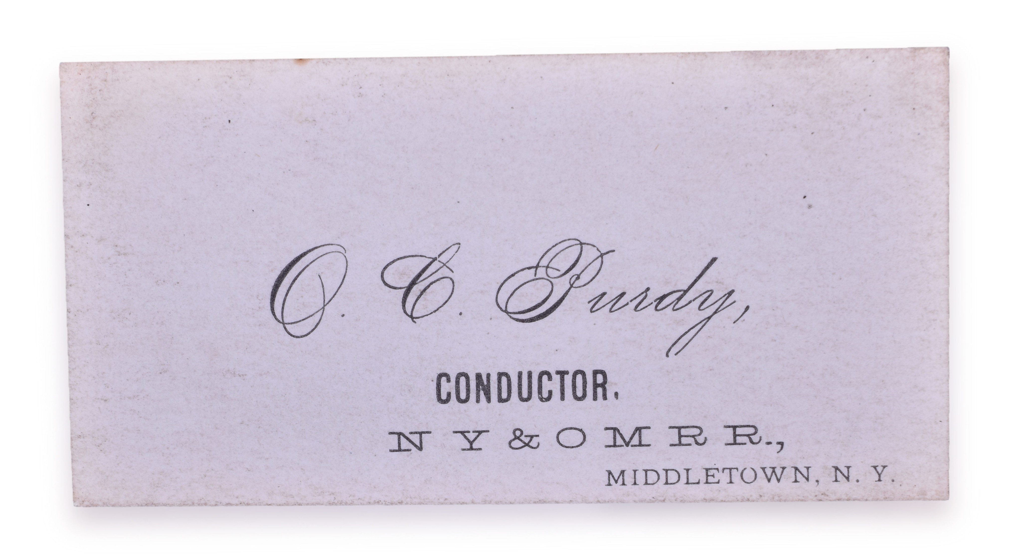 1420 - New York & Oswego Midland Railroad Conductor Card thumbnail