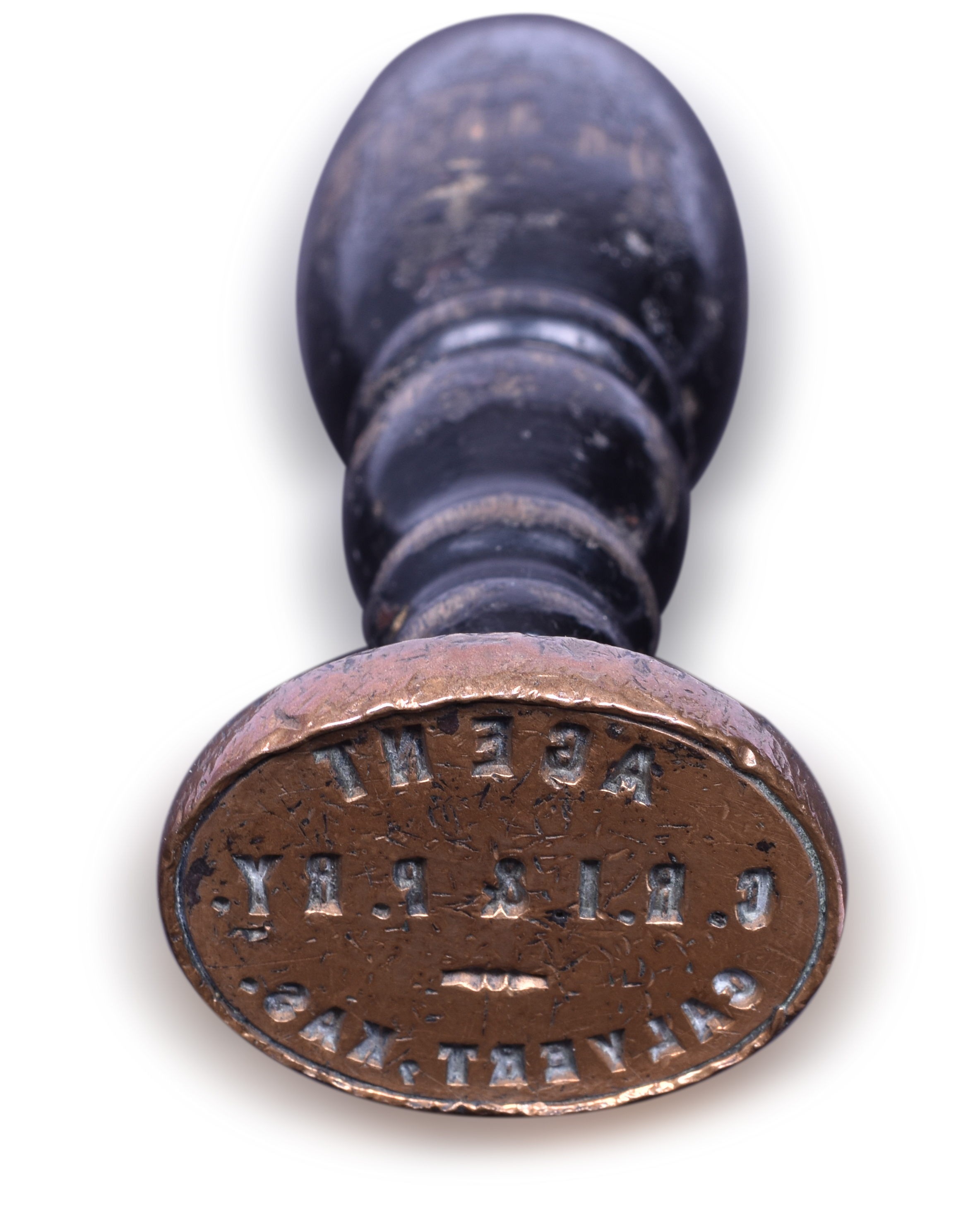 1445 - Rock Island Railroad Calvert, Kansas Oval Wax Sealer thumbnail