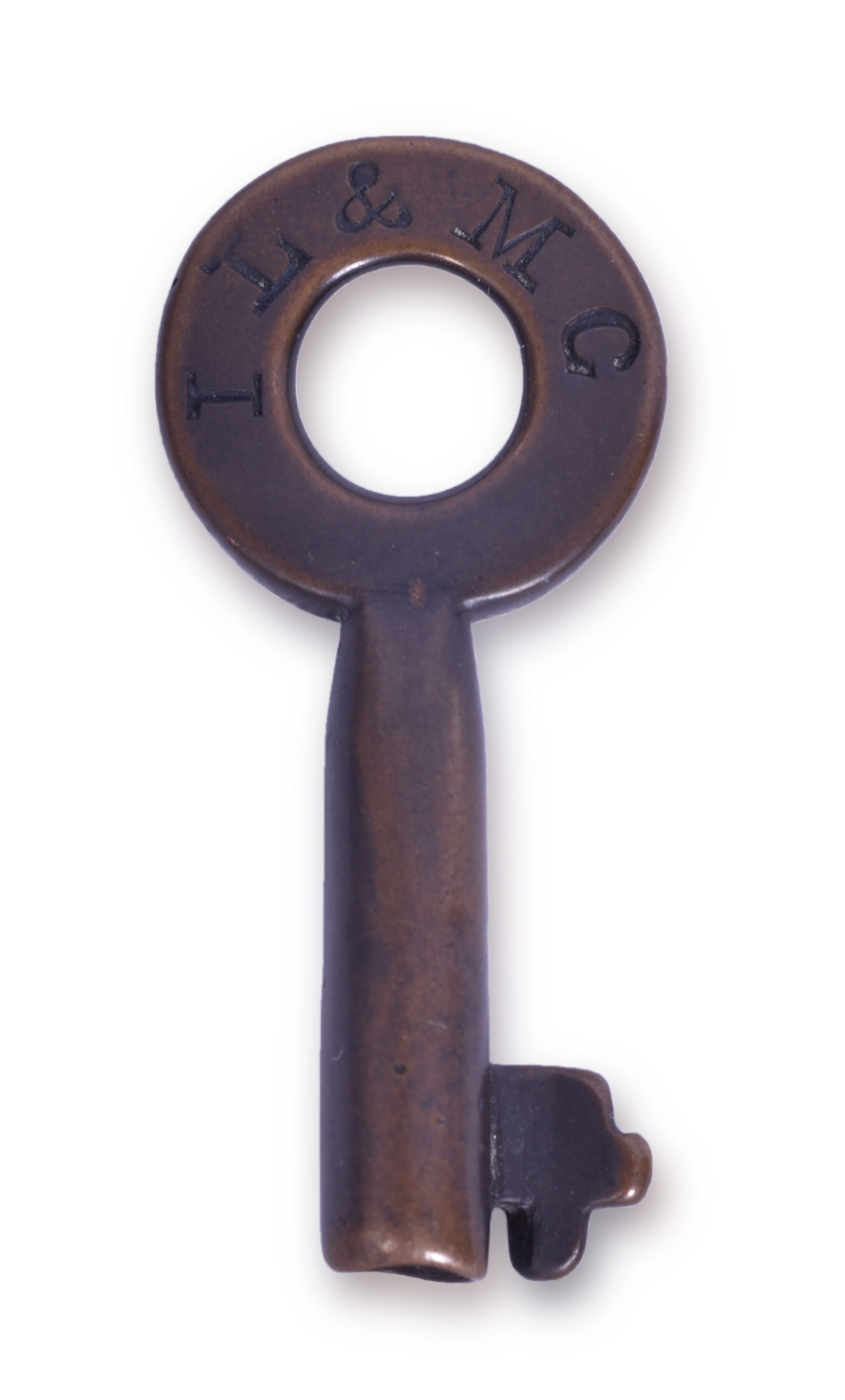 1466 - Indianapolis, Logansport & Michigan City Railroad Tapered Barrel Brass Key thumbnail