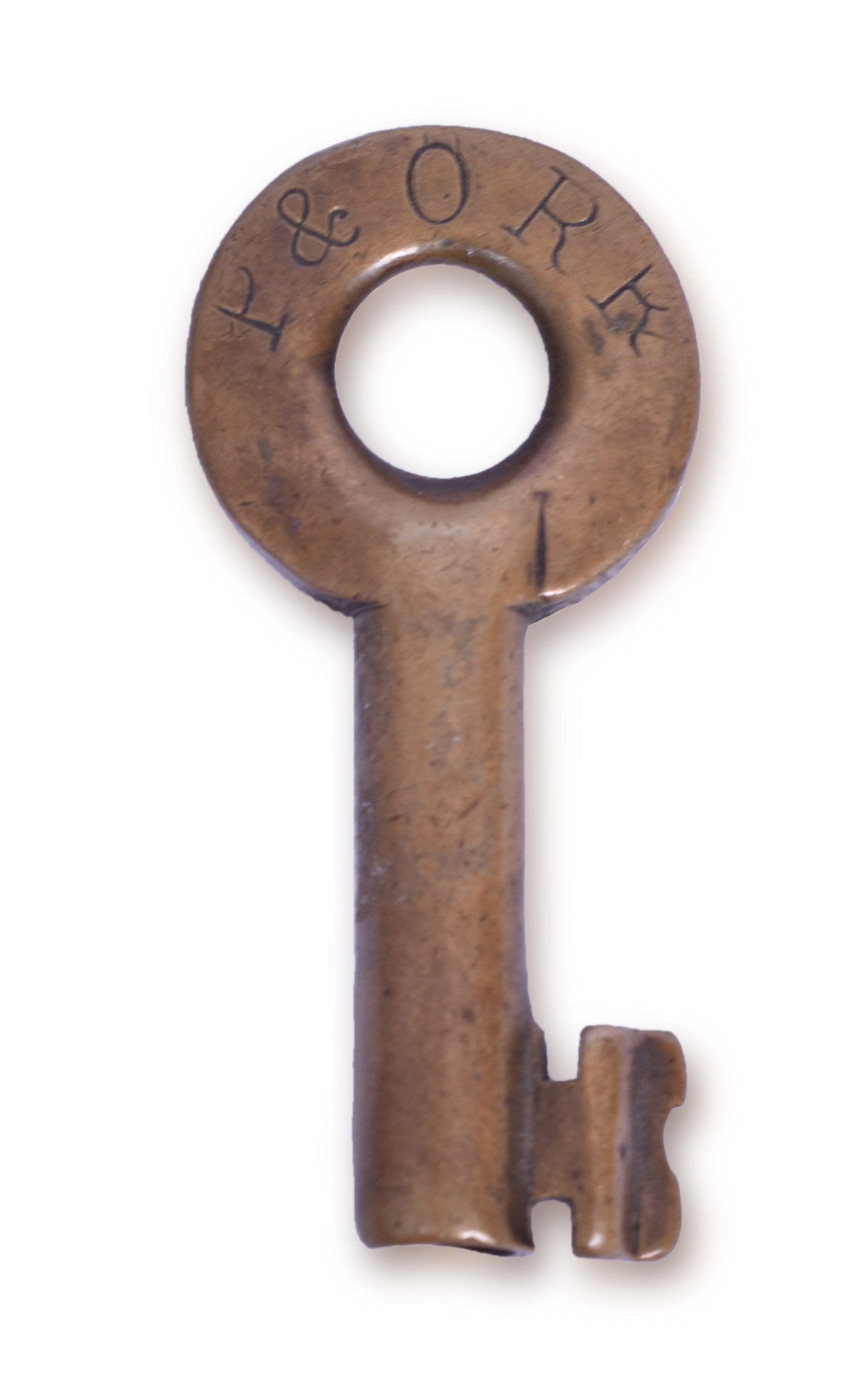 1468 - Peor\uFFFda and Oquawka Railroad Brass Switch Key - W. Bohannan thumbnail